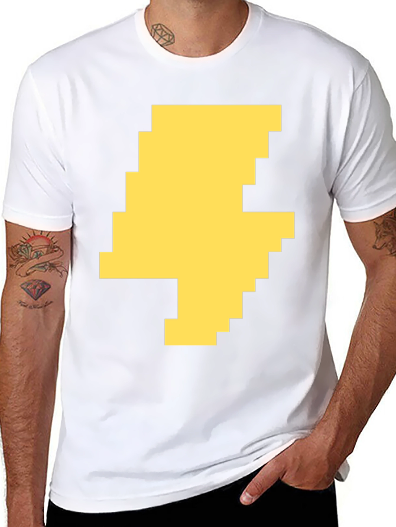 Pixelated Lightning Bolt Graphic Tee - Black