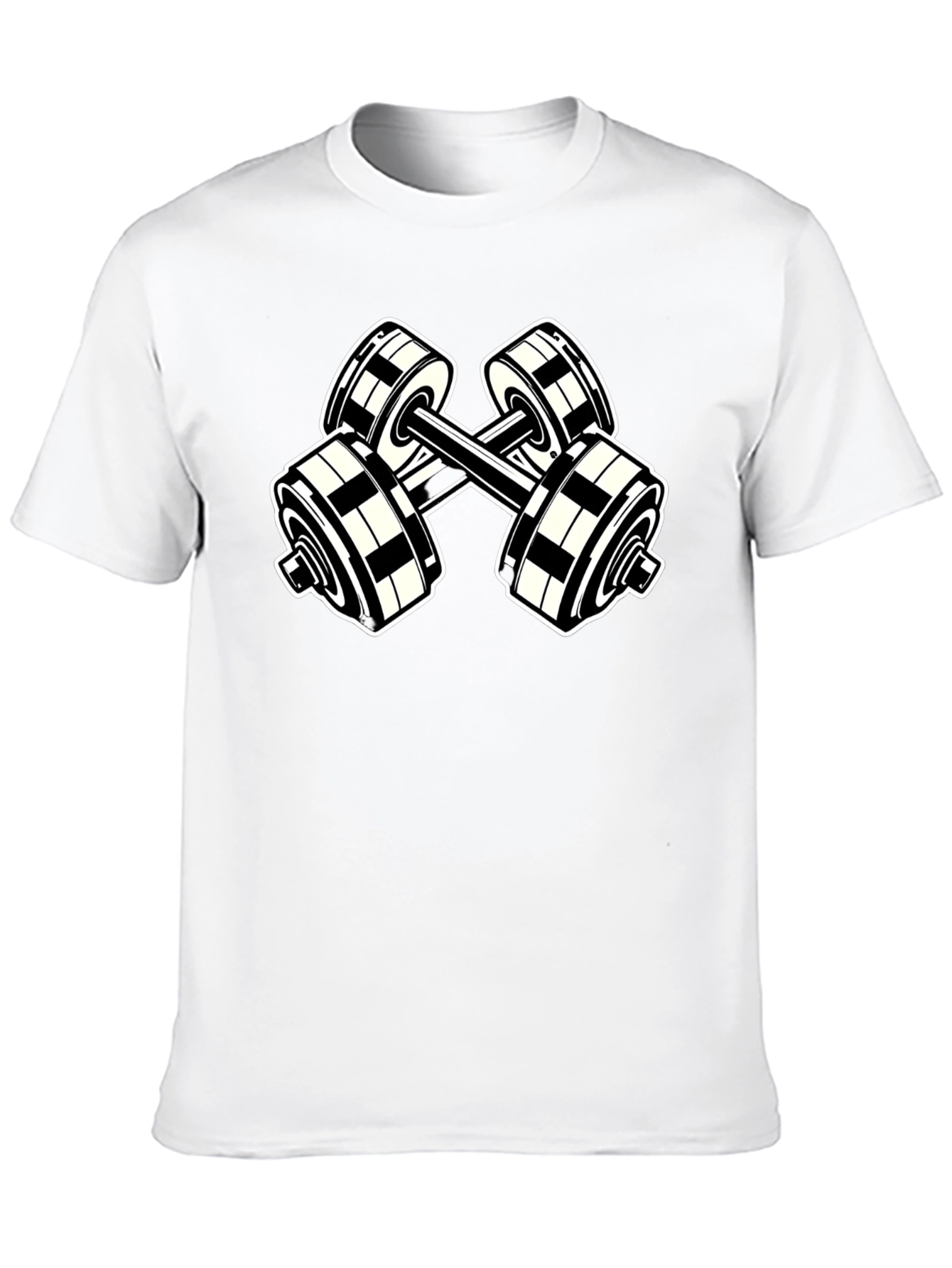 Black T-Shirt with Dumbbell Graphic