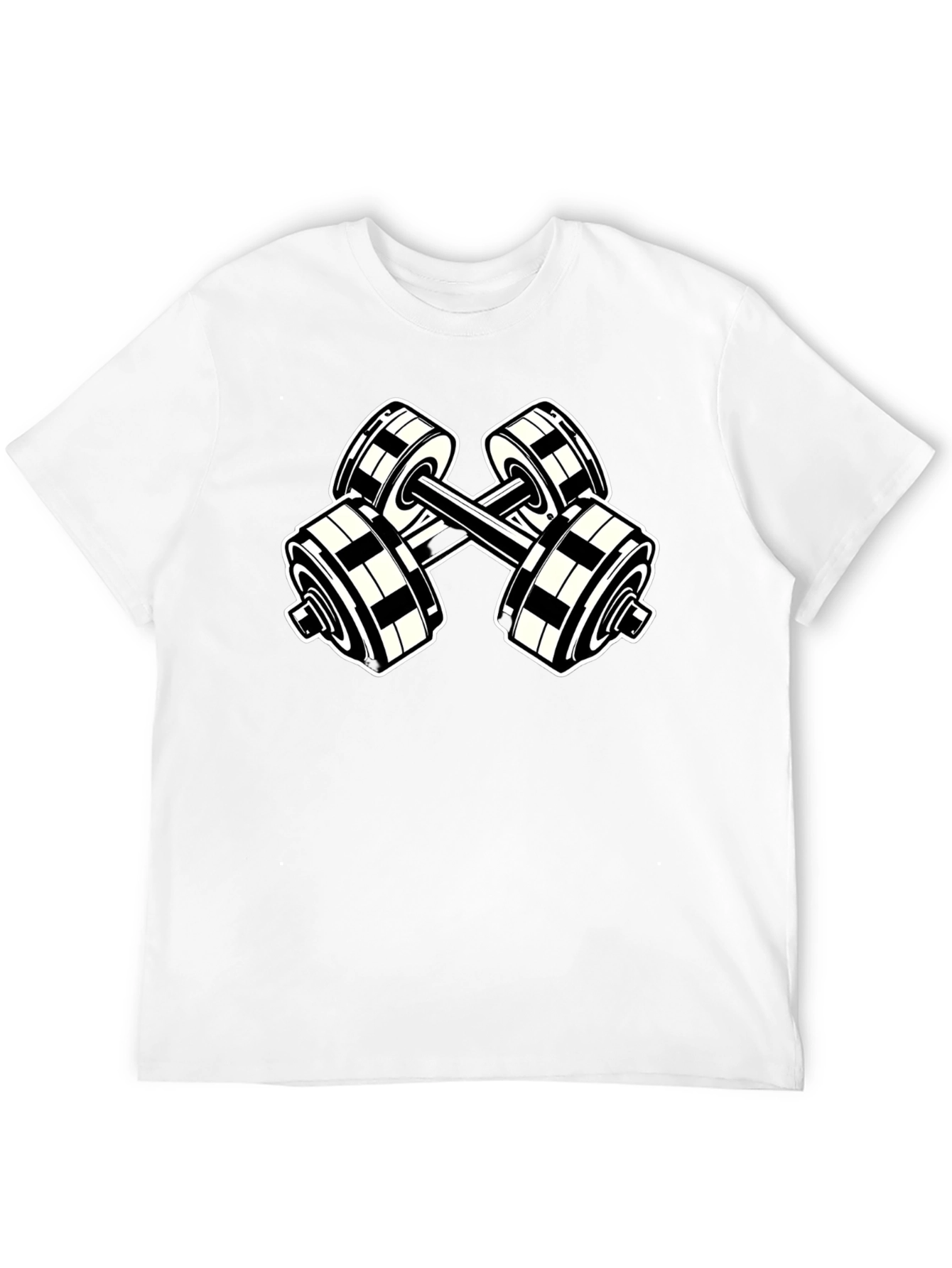 Black T-Shirt with Dumbbell Graphic