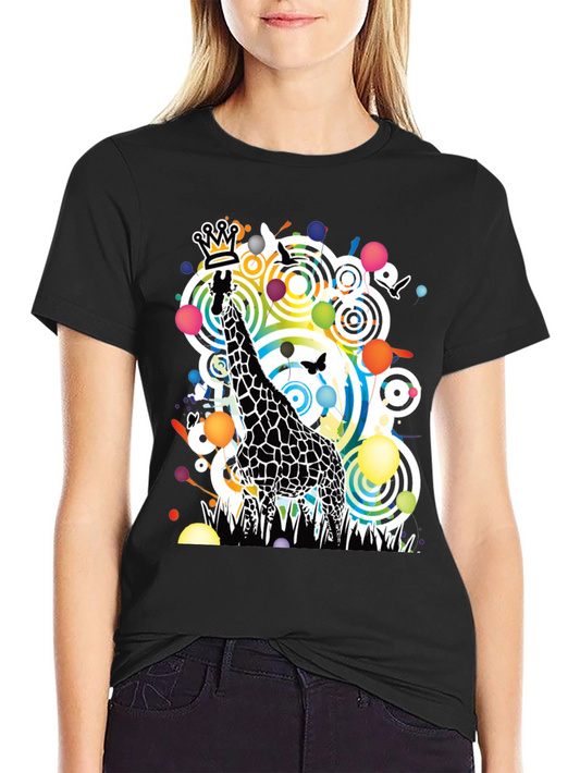 Giraffe King T-Shirt - Colorful Graphic Tee