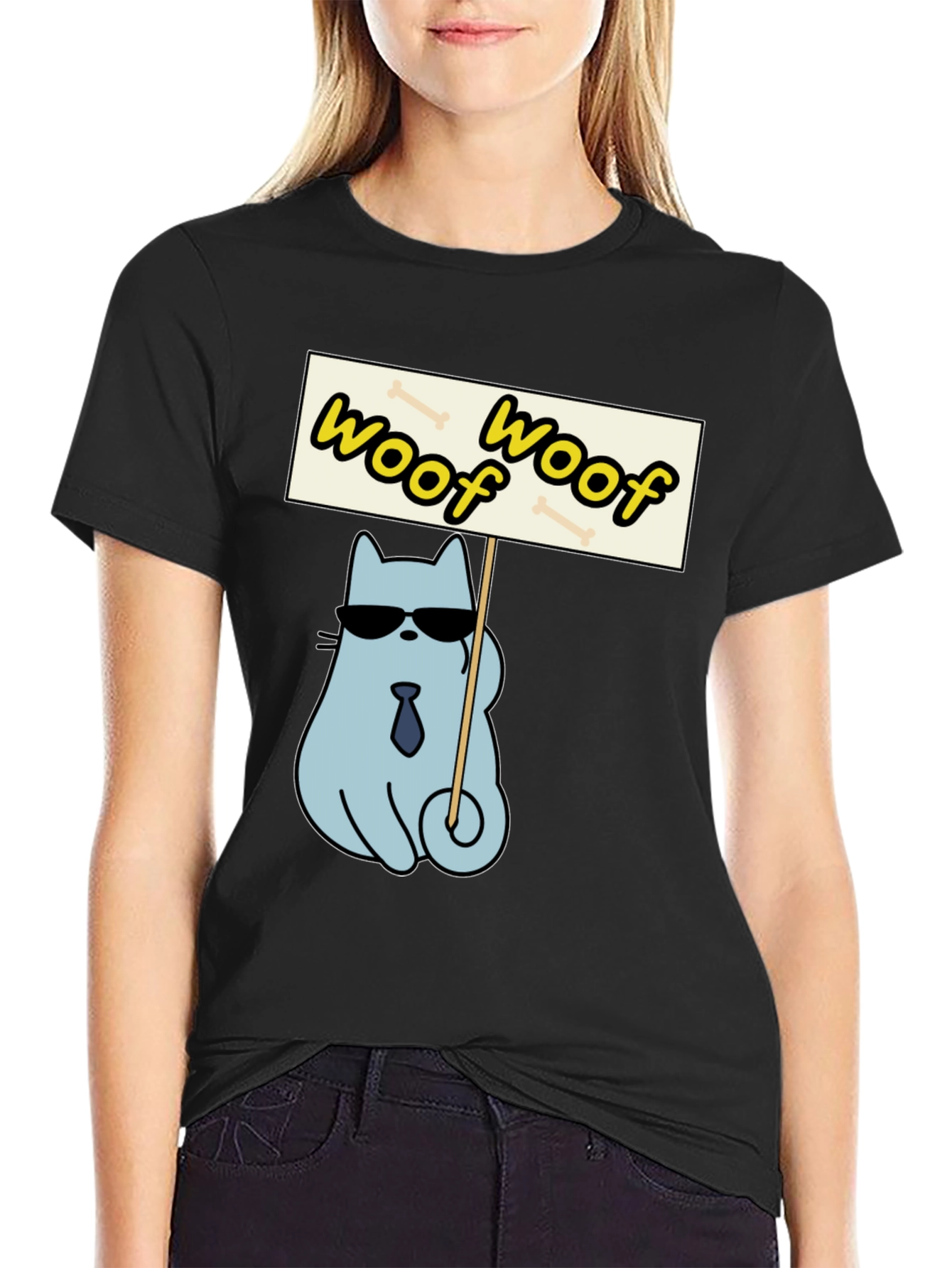 Woof Woof Protest Cat T-Shirt