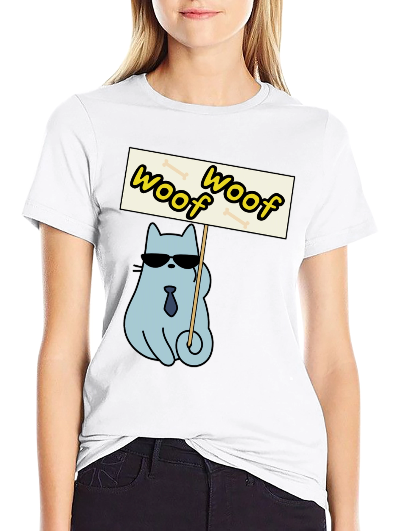 Woof Woof Protest Cat T-Shirt