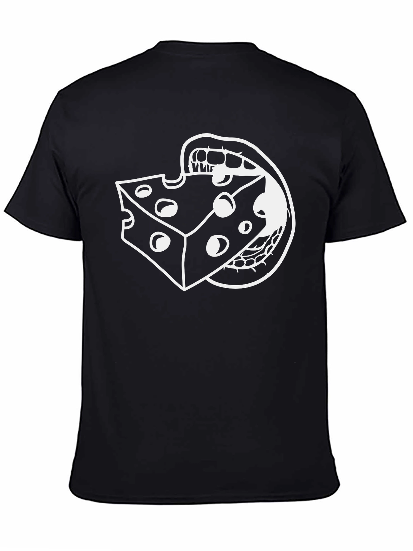 Cheesy Bite Graphic Tee - Black Cotton Blend T-Shirt