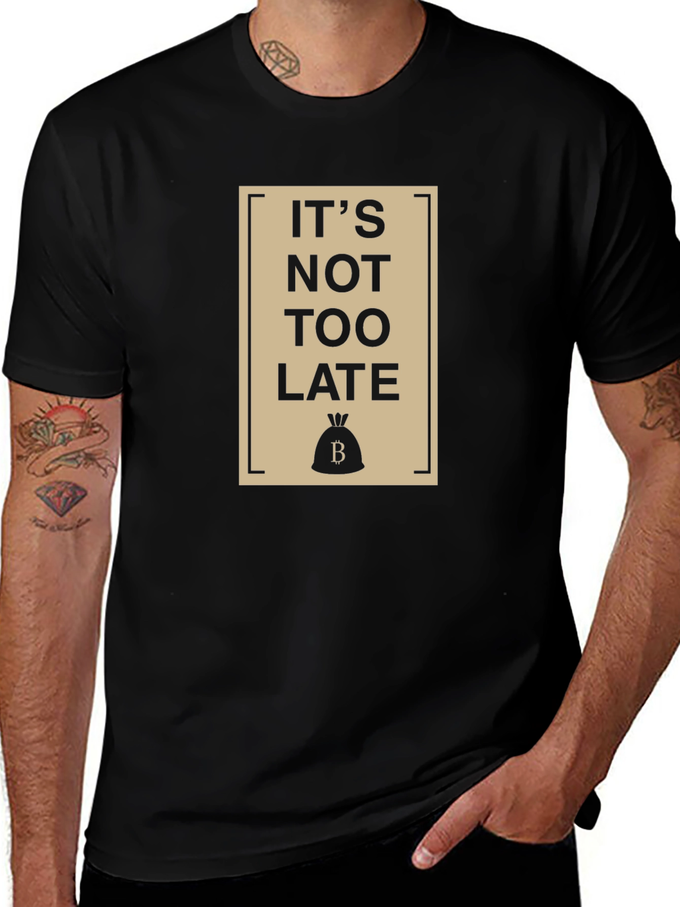 Its Not Too Late Black Graphic T-Shirt