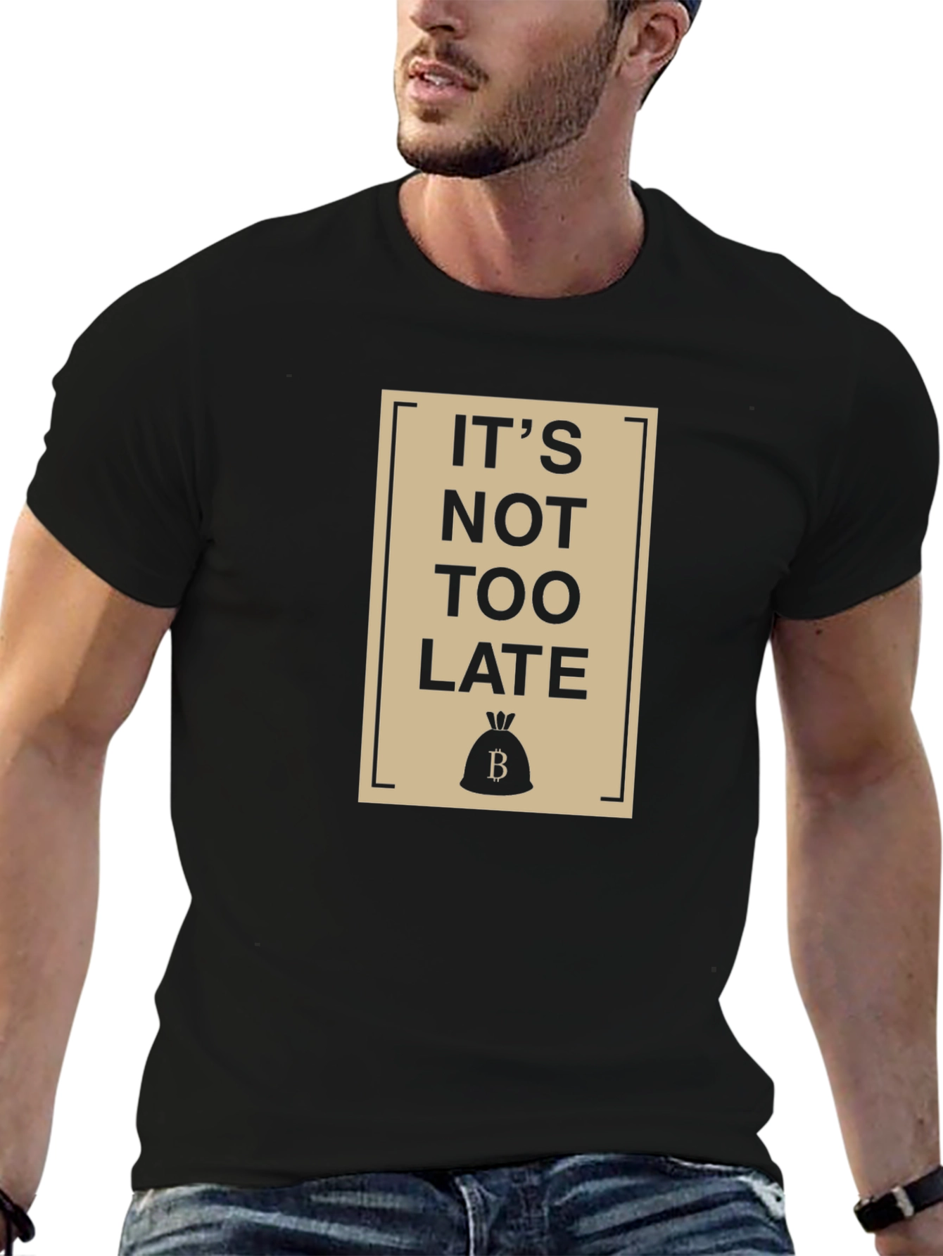 Its Not Too Late Black Graphic T-Shirt