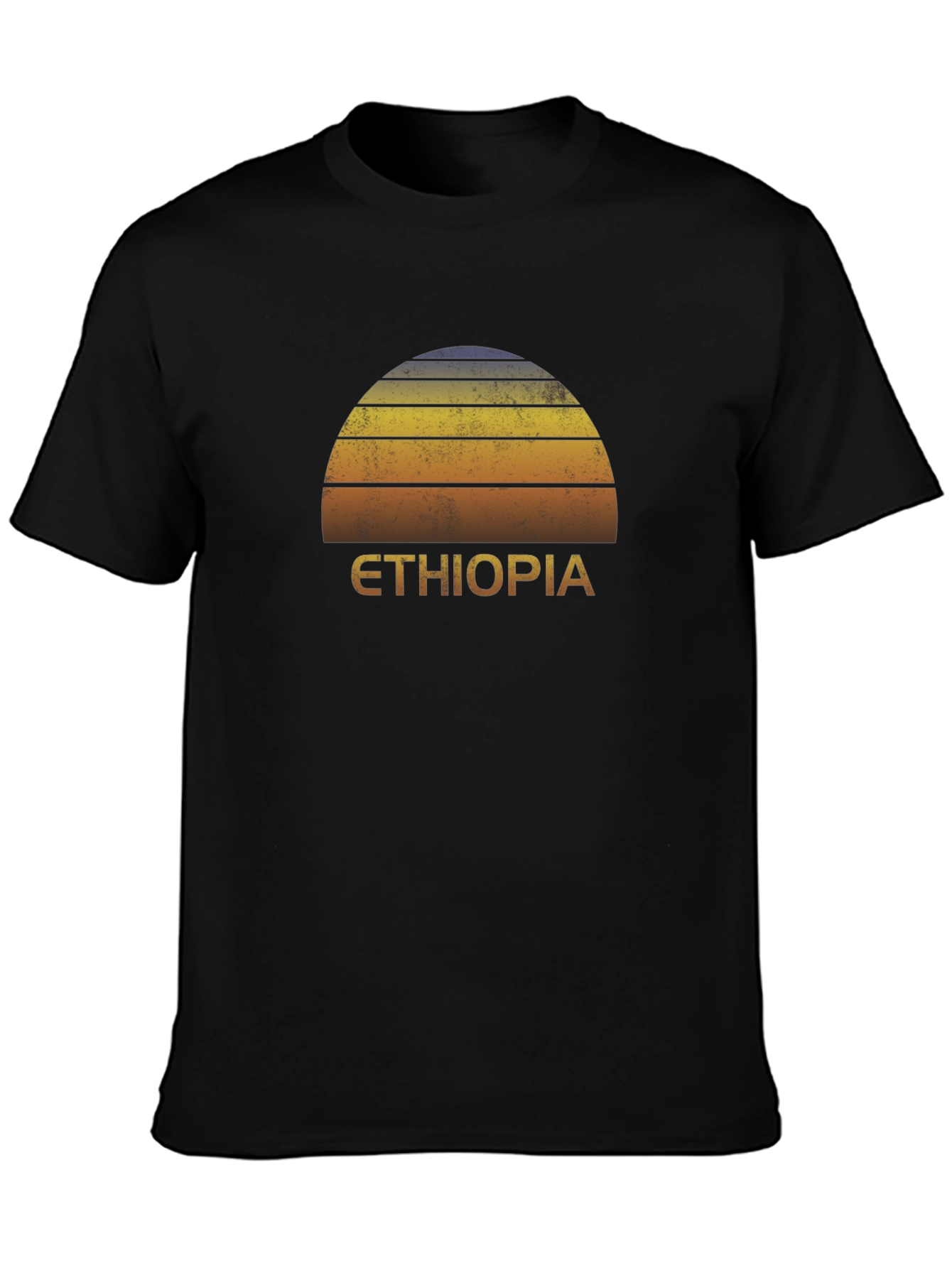Ethiopia Sunset Graphic Tee - Retro Style Black T-Shirt