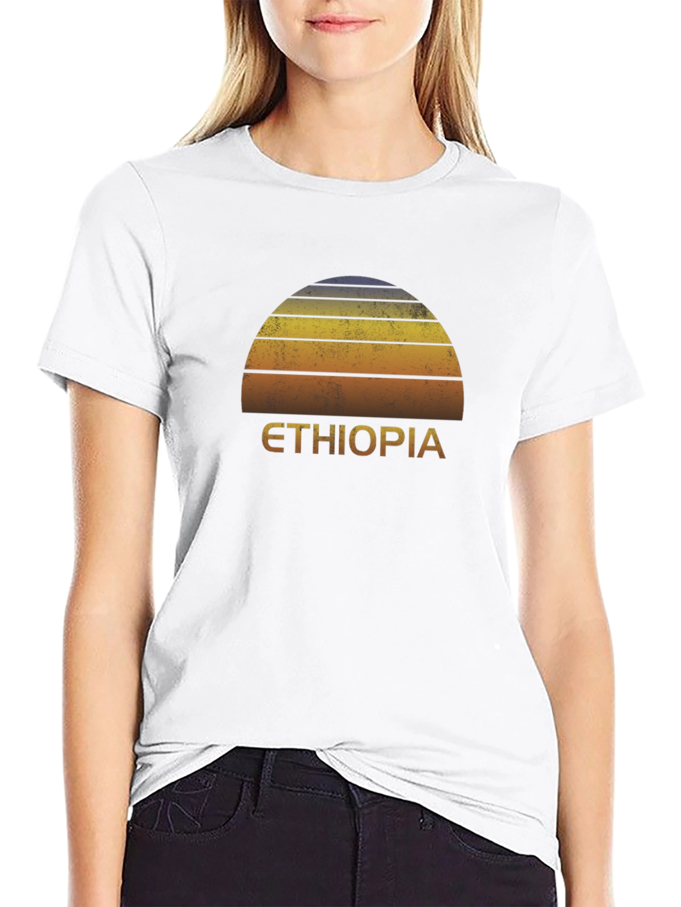 Ethiopia Sunset Graphic Tee - Retro Style Black T-Shirt