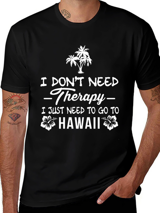 Hawaii Therapy T-Shirt - Tropical Palm & Flower Design