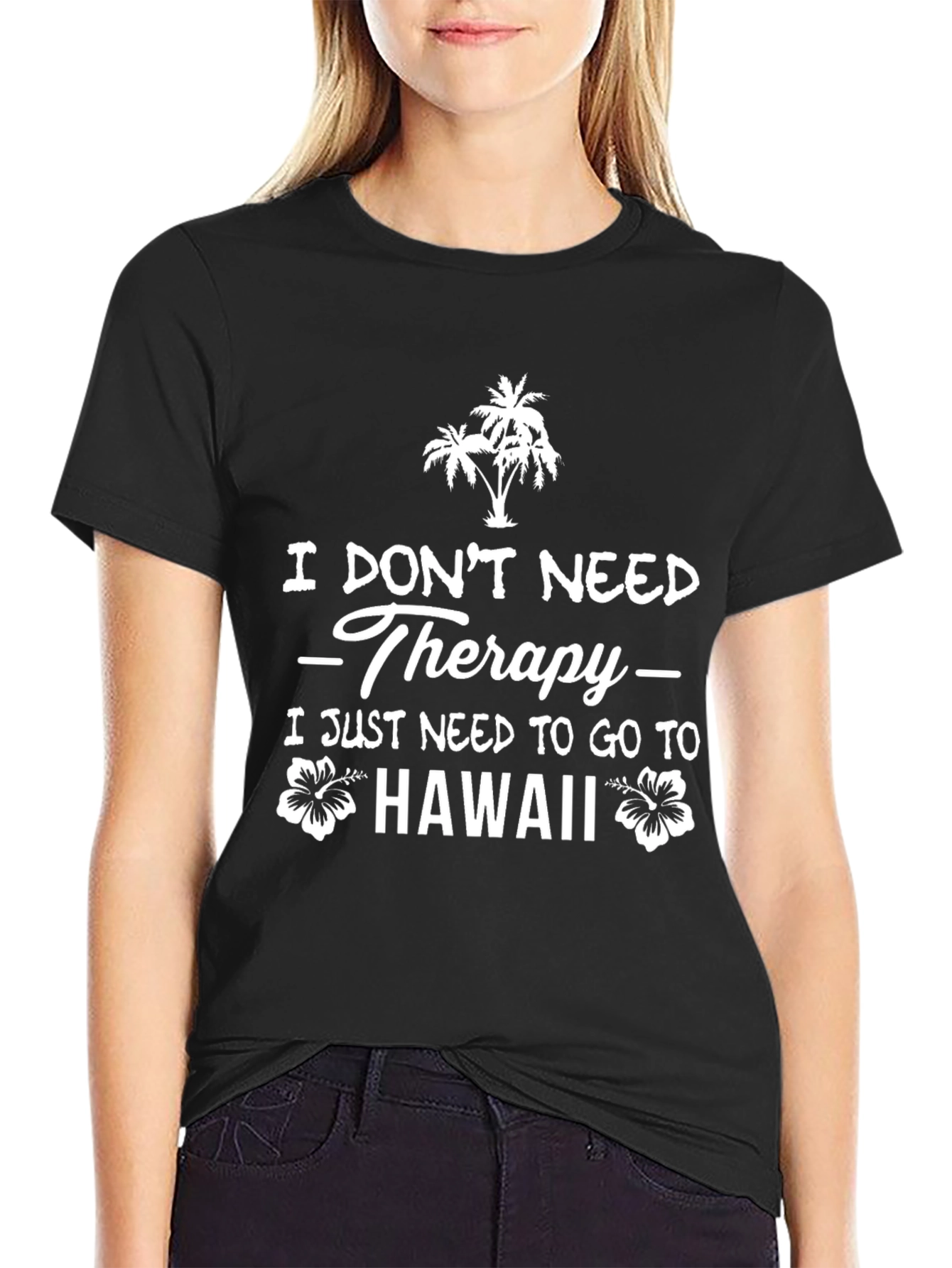 Hawaii Therapy T-Shirt - Tropical Palm & Flower Design