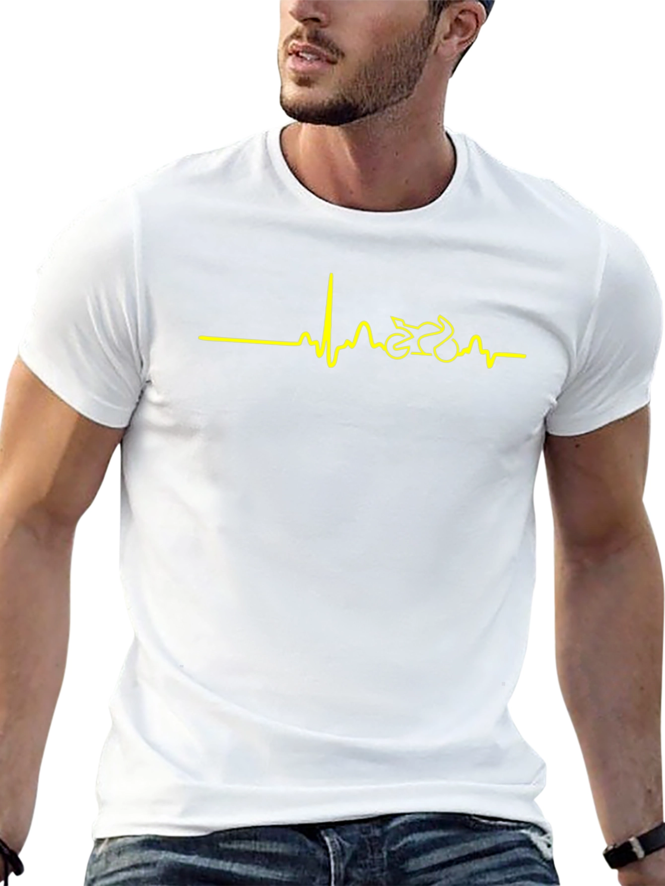 Motorcycle Heartbeat T-Shirt - Black