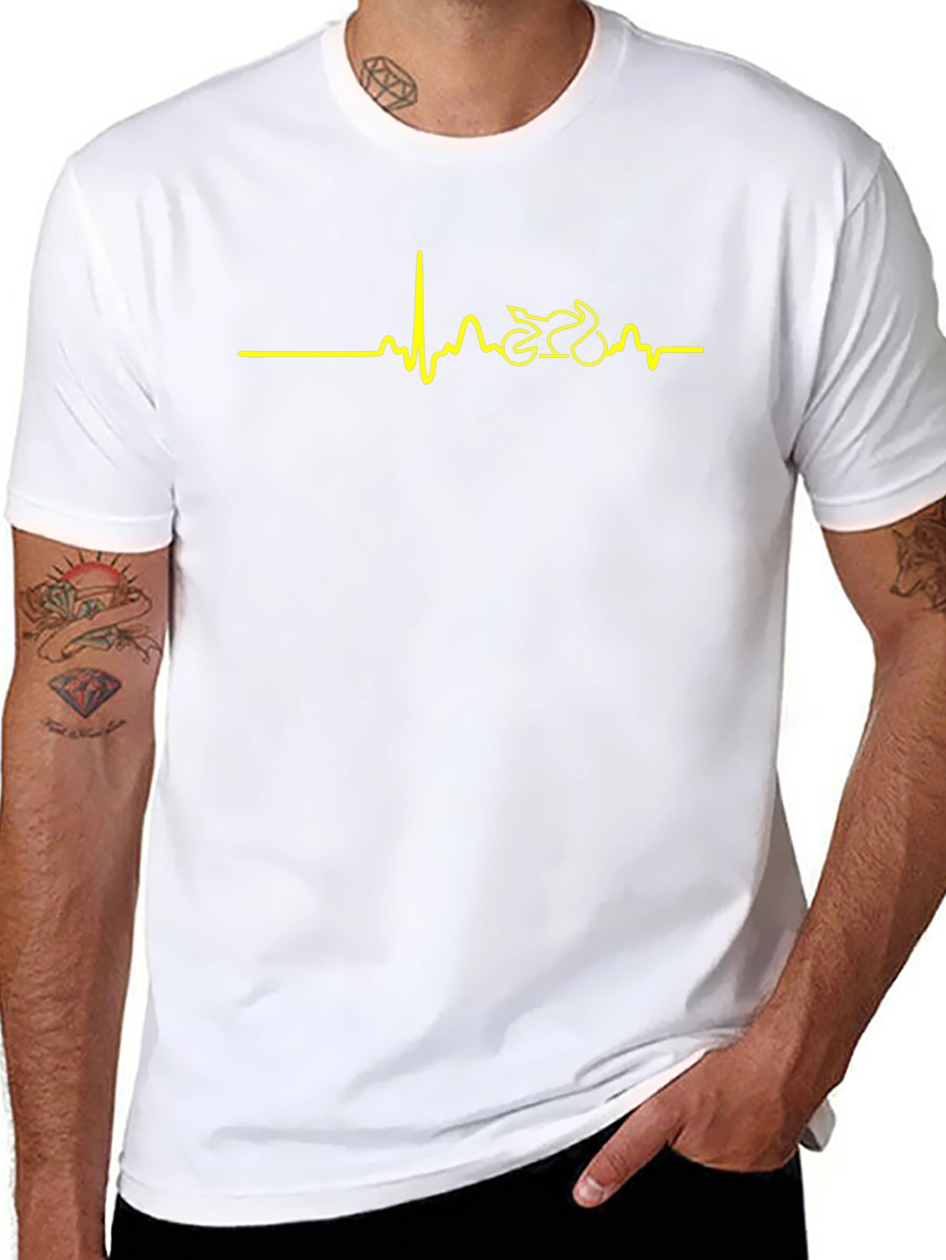 Motorcycle Heartbeat T-Shirt - Black