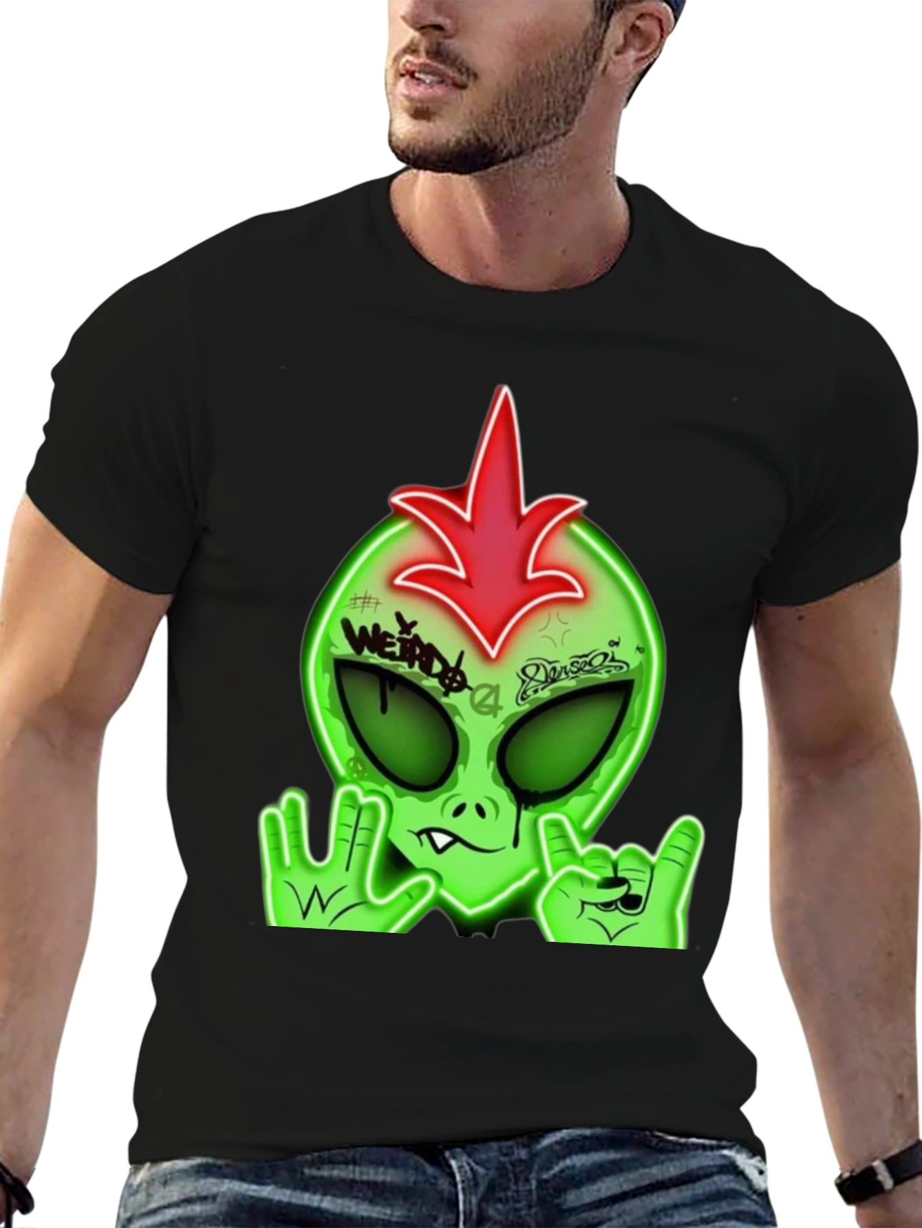 Weird Alien Graphic Tee - Rock On Style