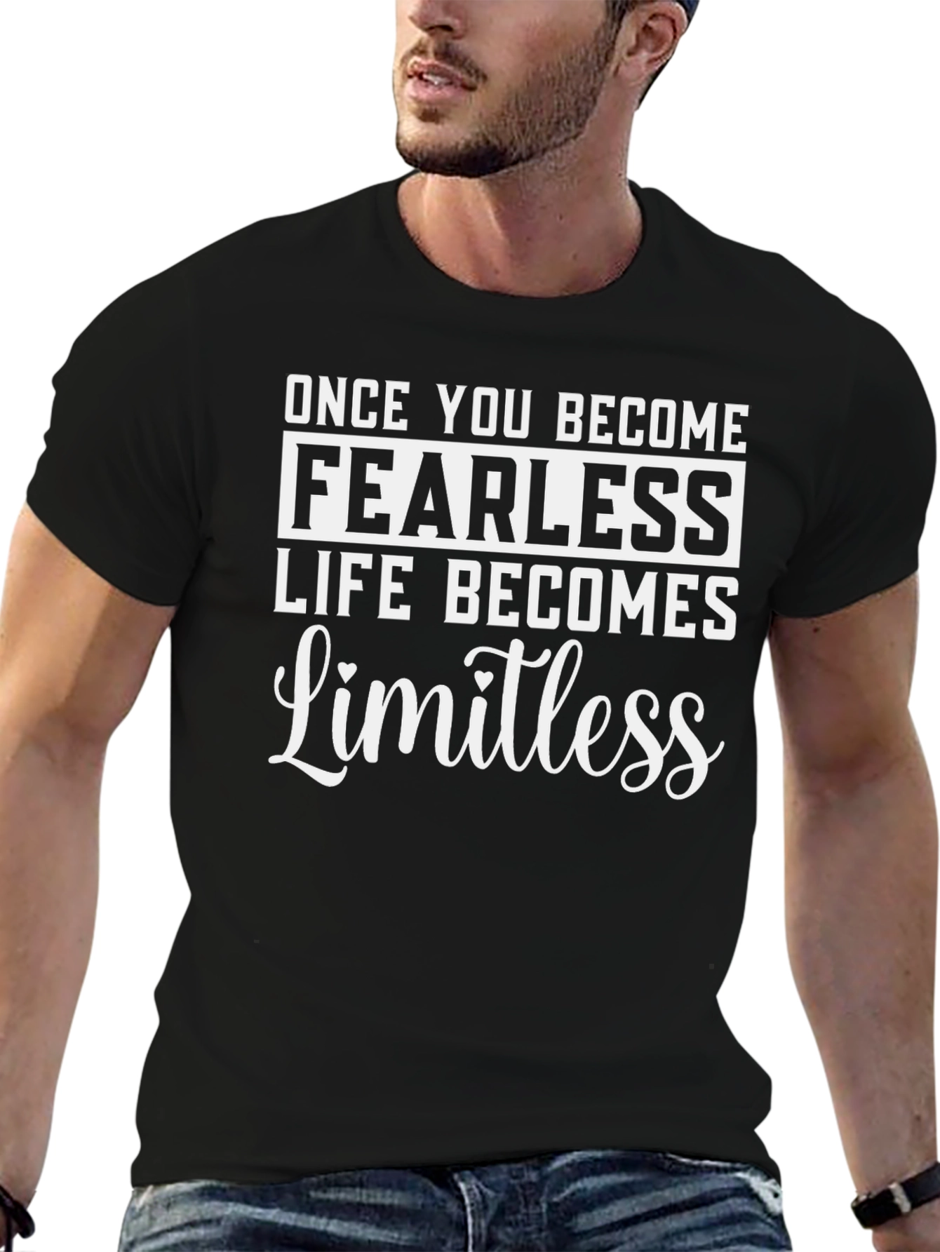 Fearless Limitless Motivational Black T-Shirt