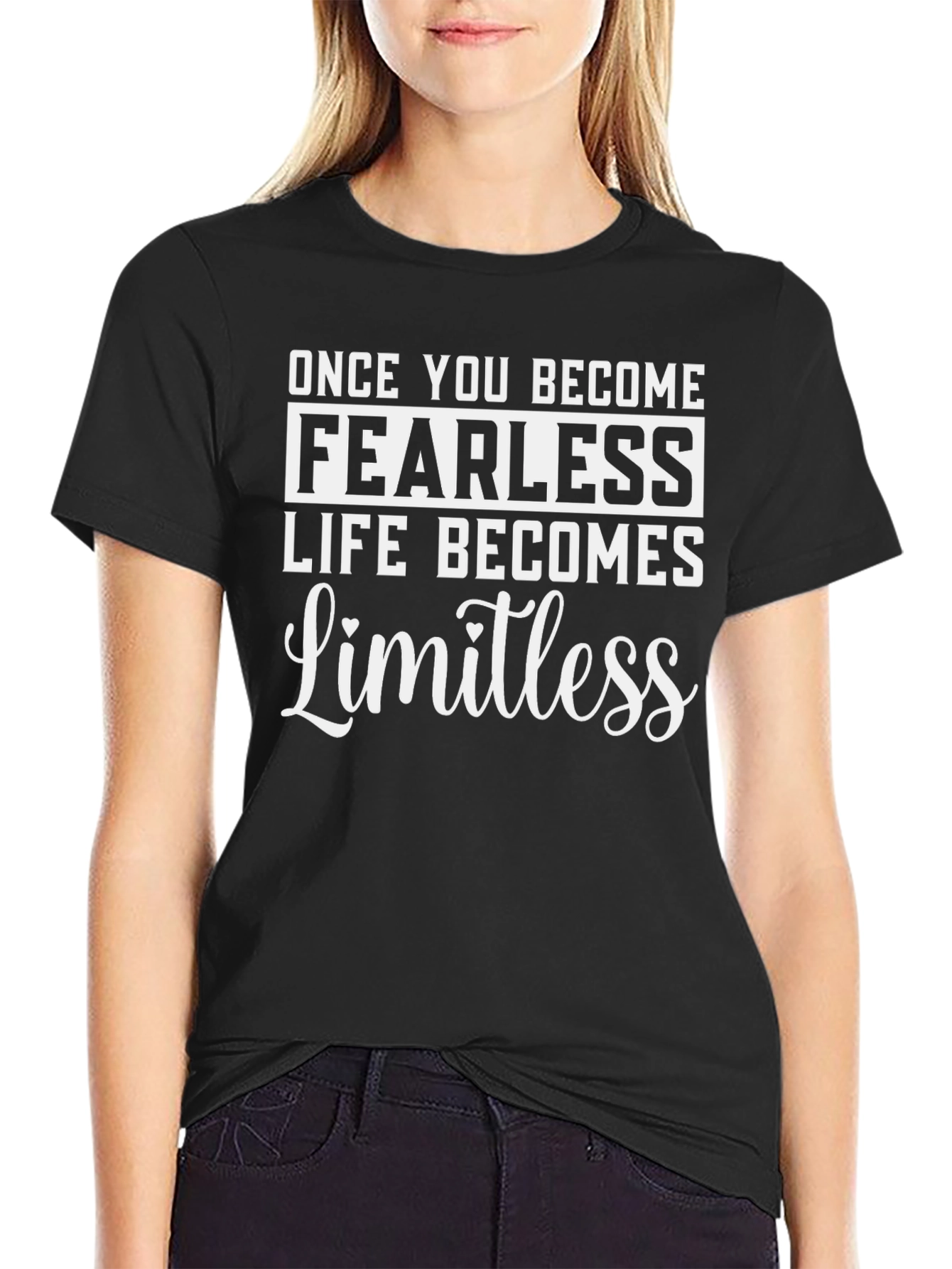 Fearless Limitless Motivational Black T-Shirt