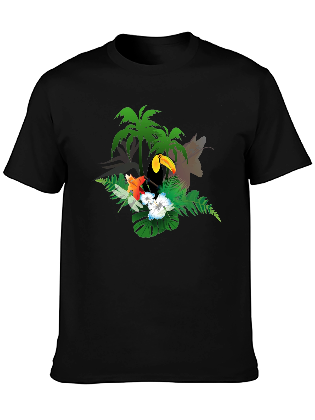 Tropical Toucan Graphic Tee - Black