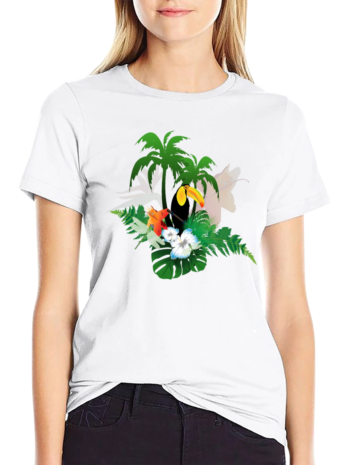 Tropical Toucan Graphic Tee - Black