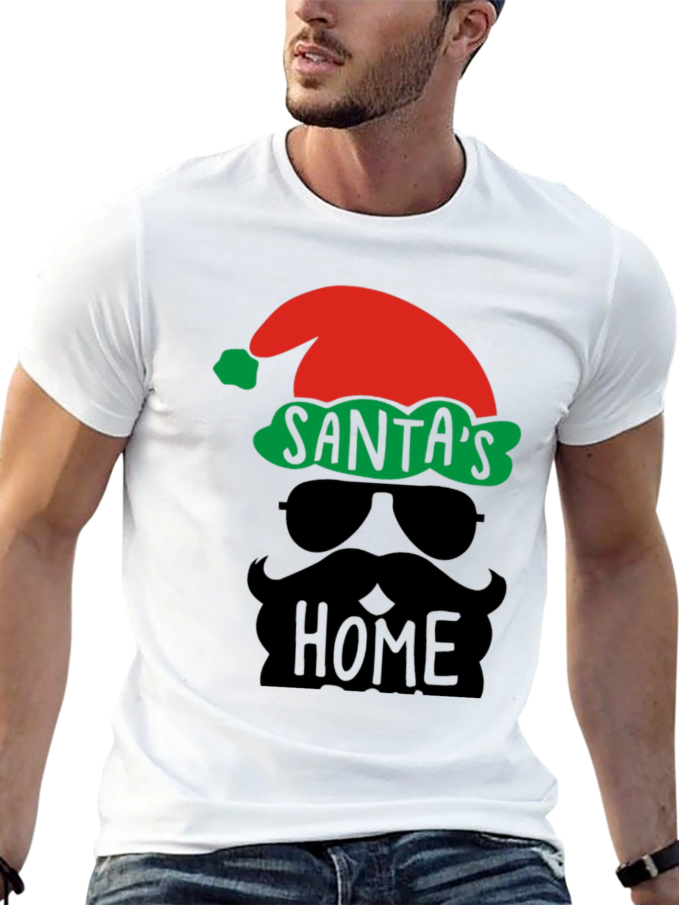 Santas Home Graphic Tee - Holiday Festive Style
