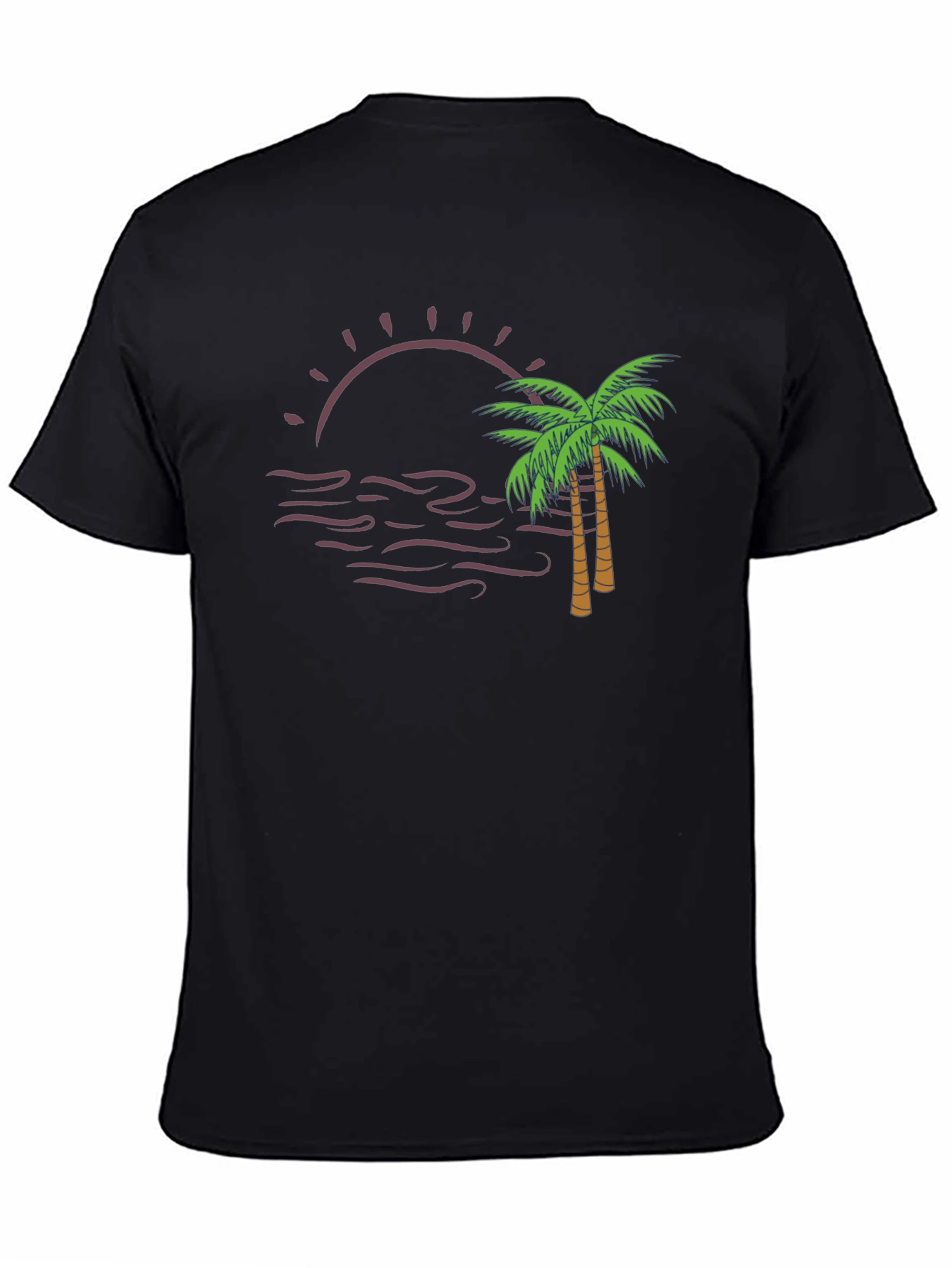 Sunset Palm Tee - Black Graphic T-Shirt