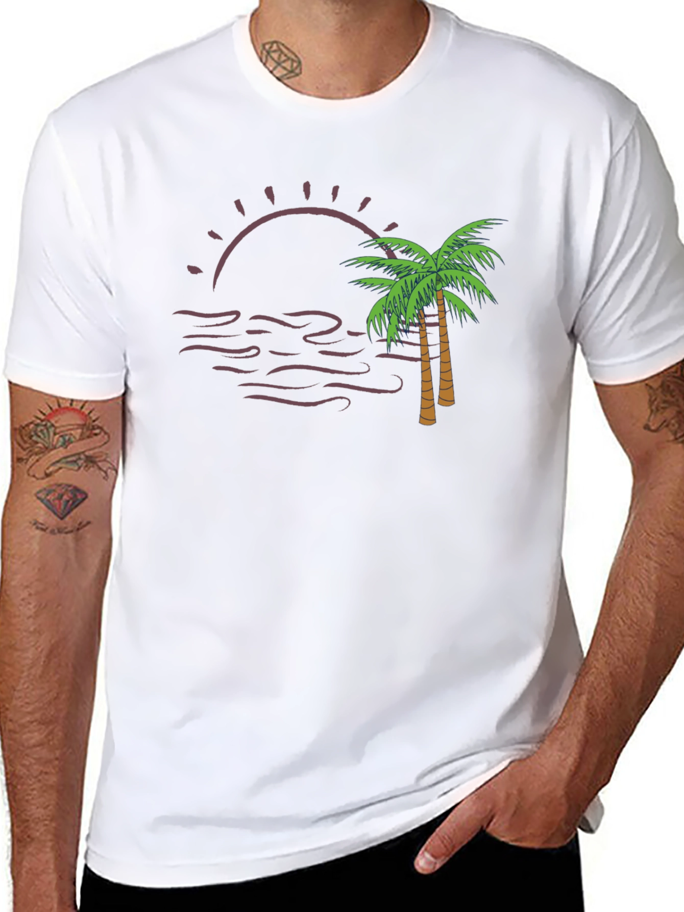 Sunset Palm Tee - Black Graphic T-Shirt