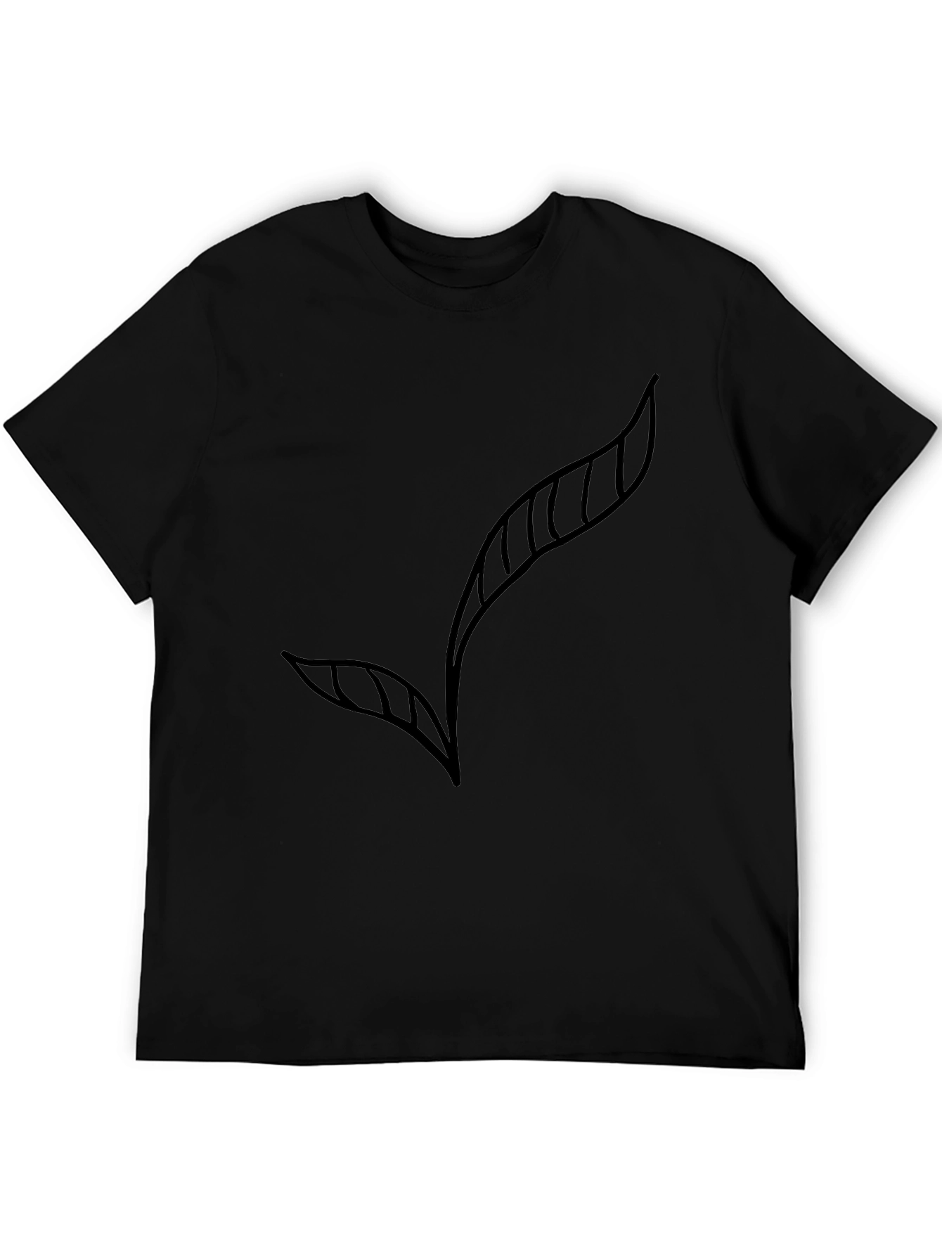 Modern Leaf Graphic Black T-Shirt