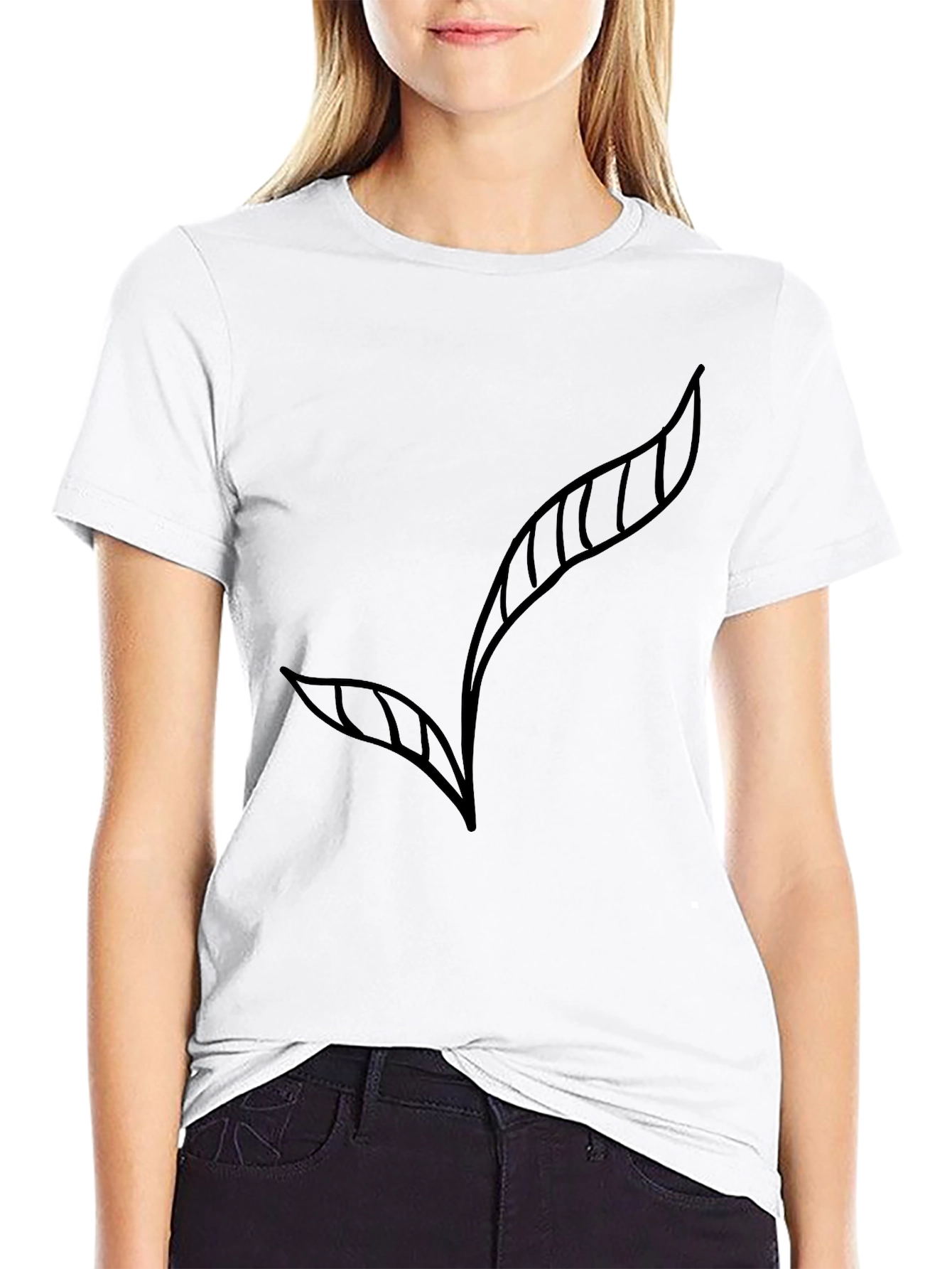 Modern Leaf Graphic Black T-Shirt