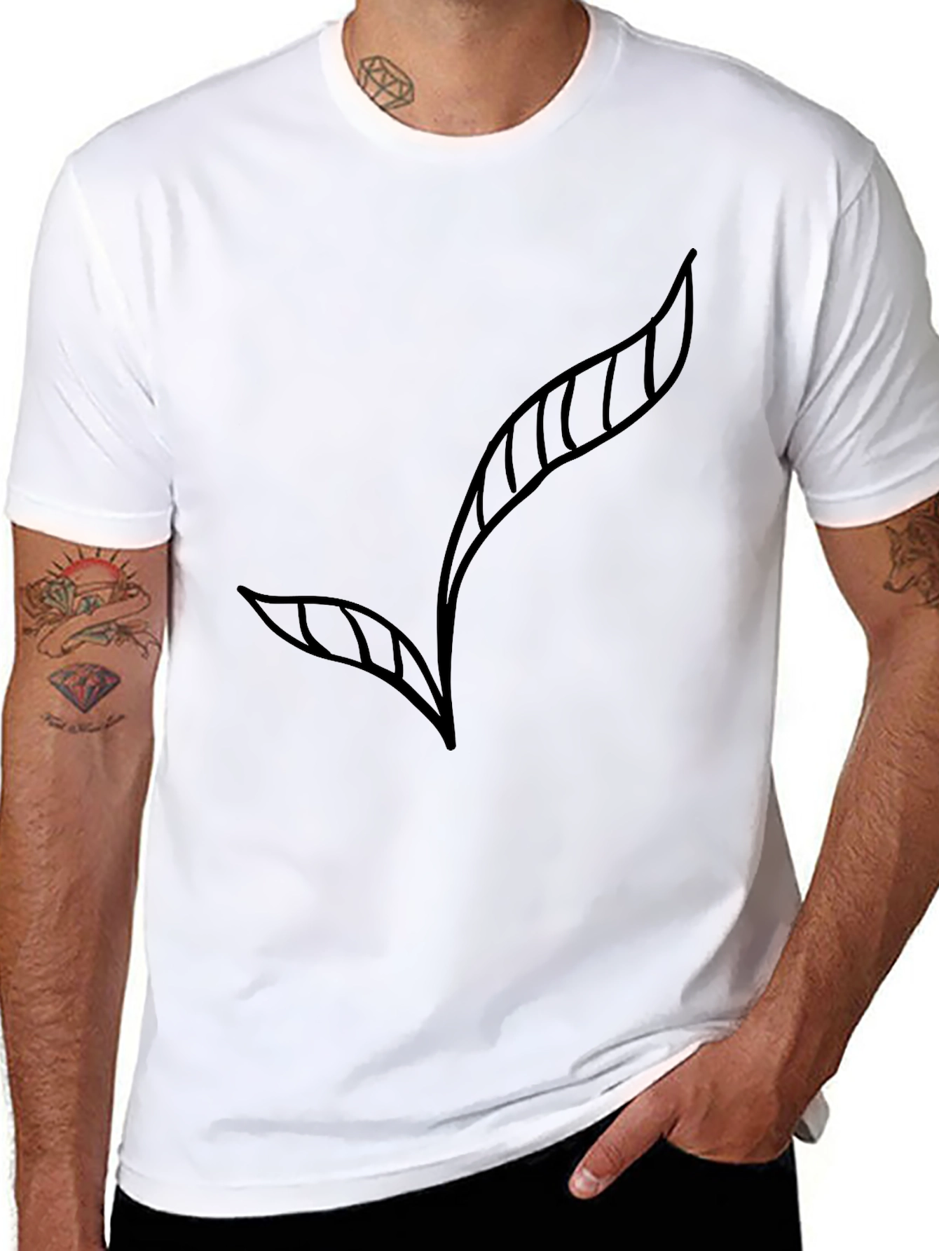 Modern Leaf Graphic Black T-Shirt