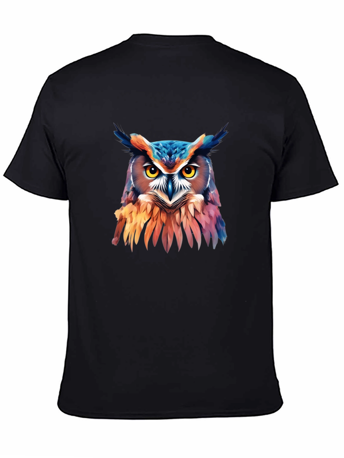 Vivid Owl Graphic Print Black T-Shirt