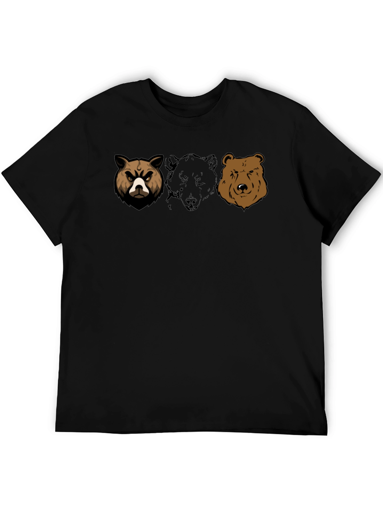 Bear Trio Graphic T-Shirt - Black Cotton Tee