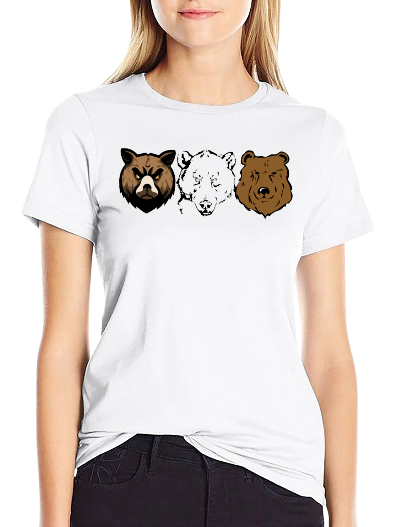 Bear Trio Graphic T-Shirt - Black Cotton Tee