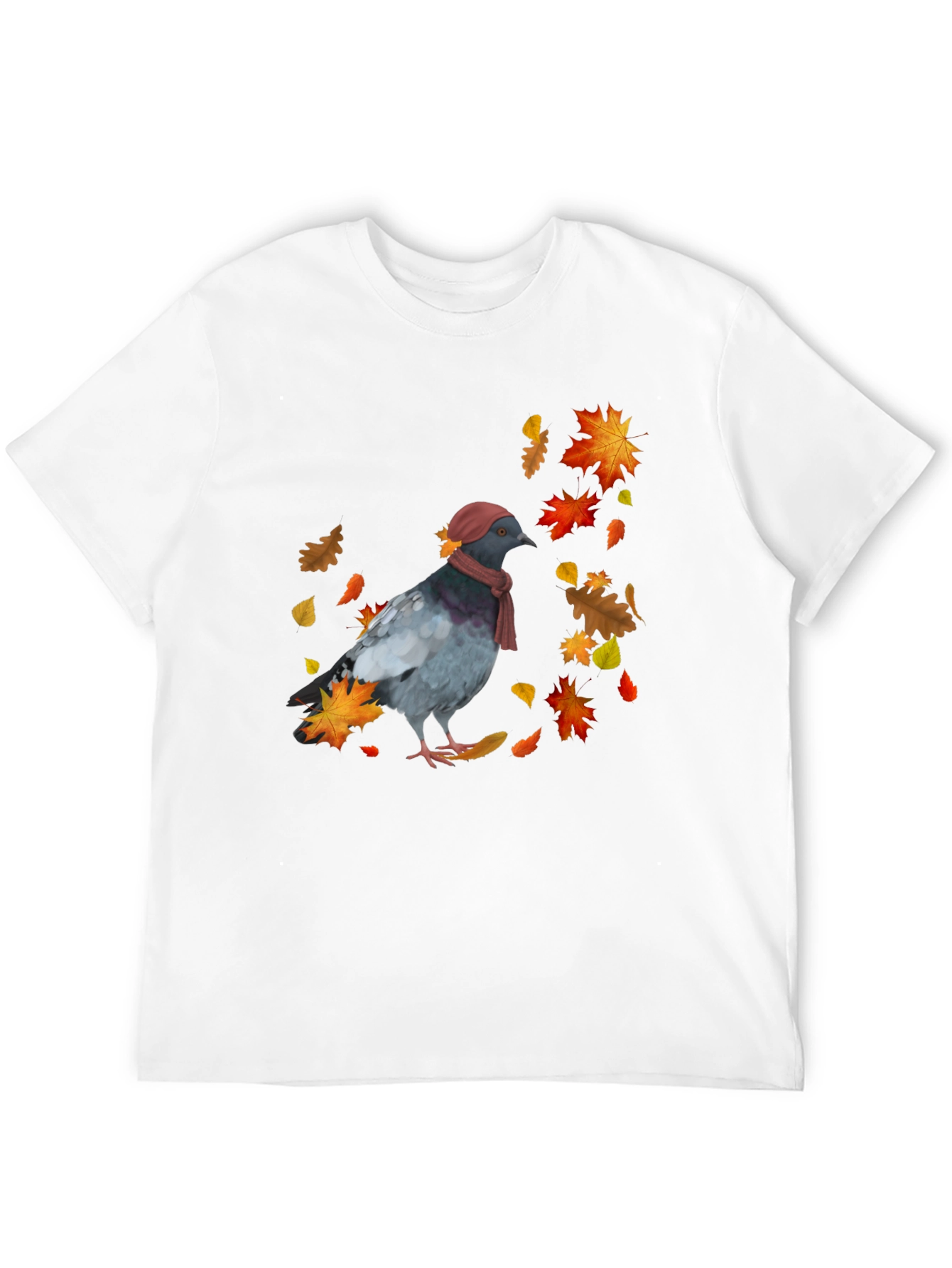 Fall Pigeon T-Shirt - Stylish Bird Autumn Design