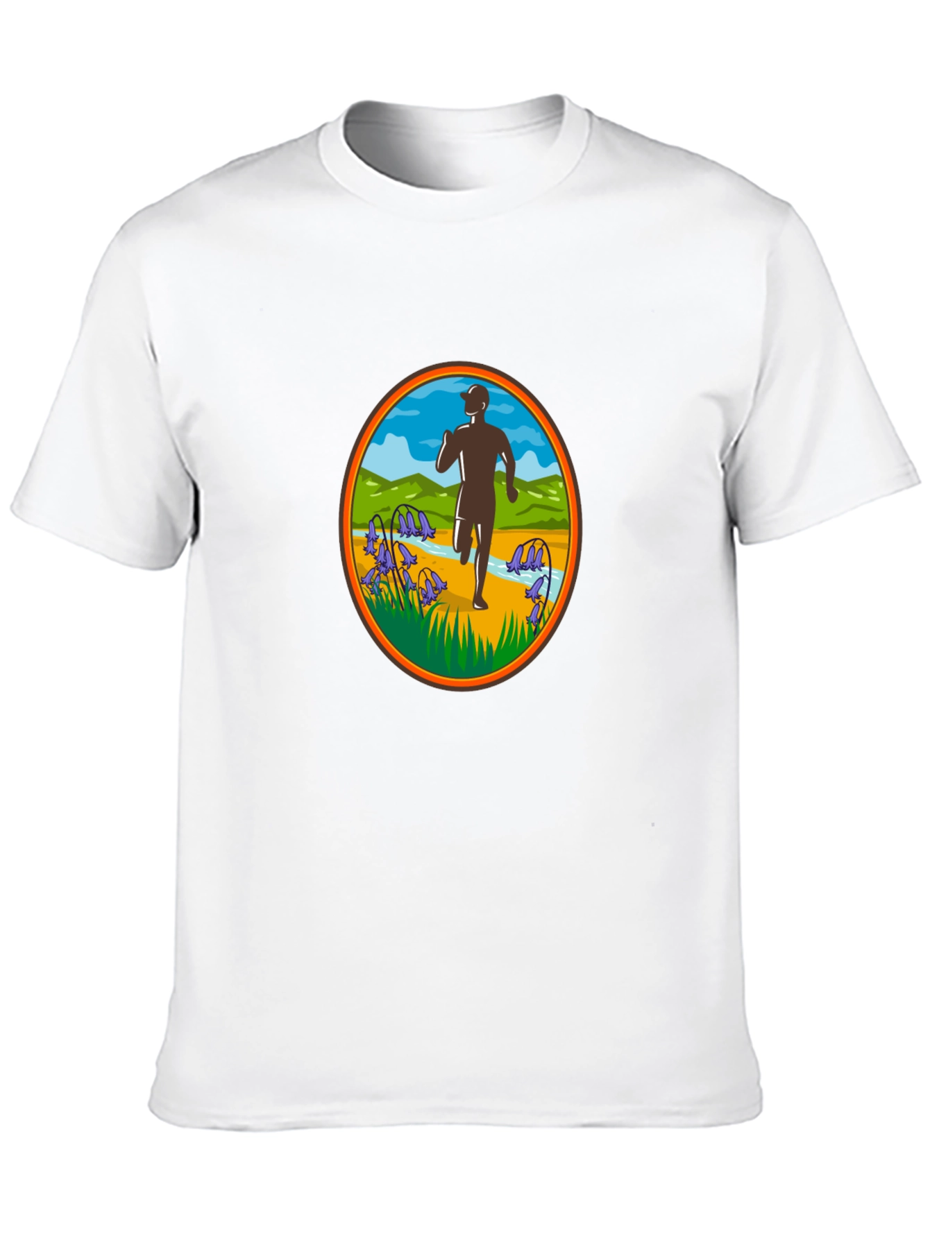 Runner Silhouette Oval Graphic Black T-Shirt