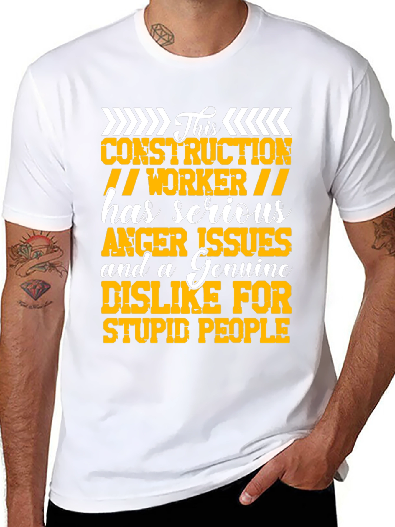 Construction Worker Serious Anger Issues Graphic Tee