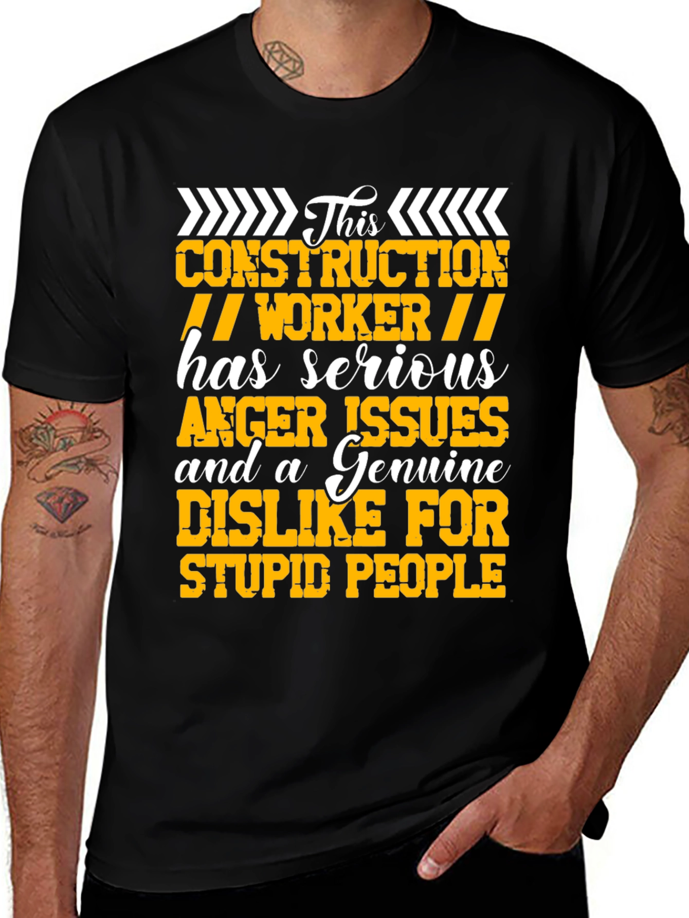 Construction Worker Serious Anger Issues Graphic Tee