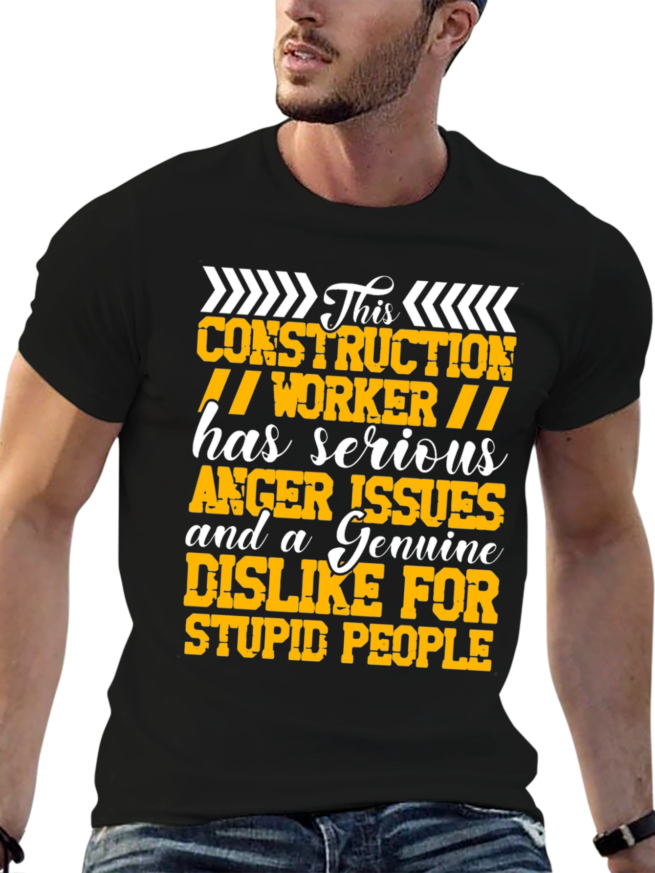 Construction Worker Serious Anger Issues Graphic Tee