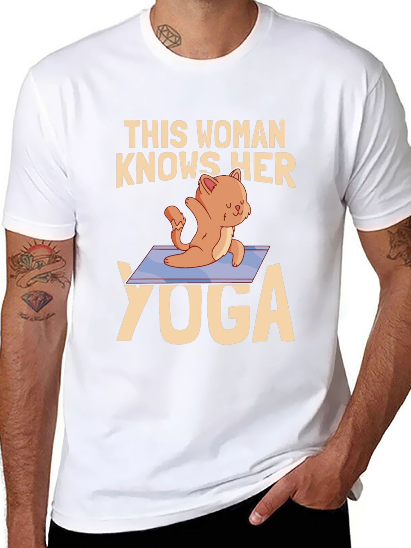 Womans Cat Yoga Graphic T-Shirt
