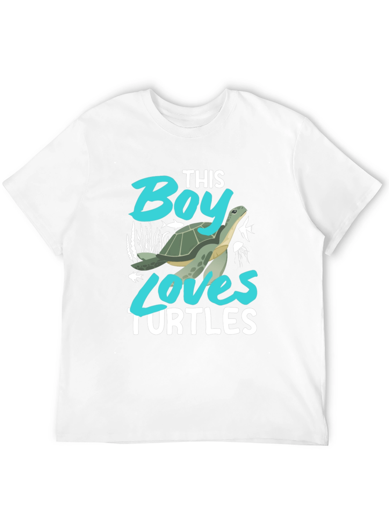 Boy Loves Turtles Graphic Tee - Black Cotton Blend