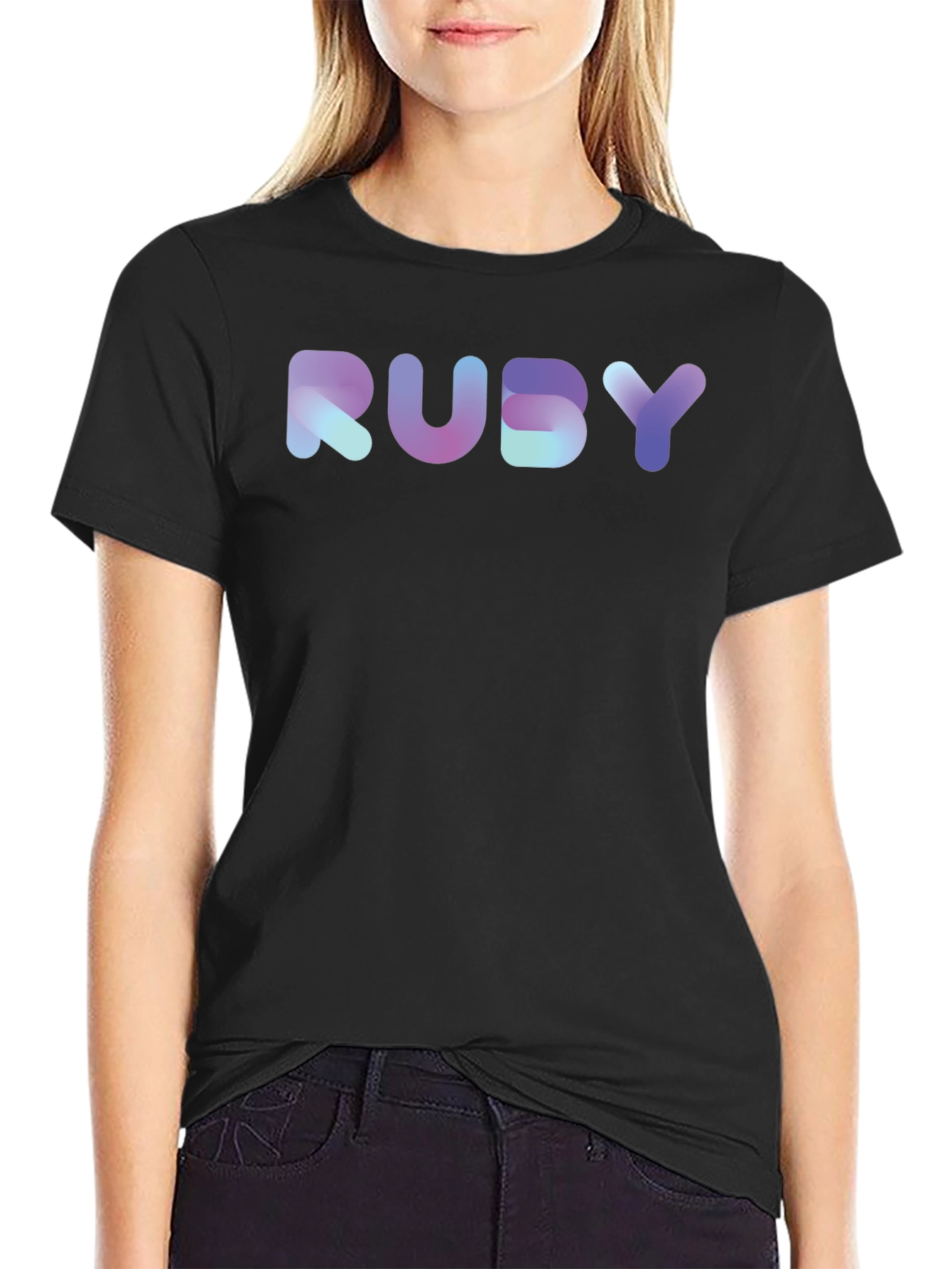 Gradient RUBY Graphic Black T-Shirt