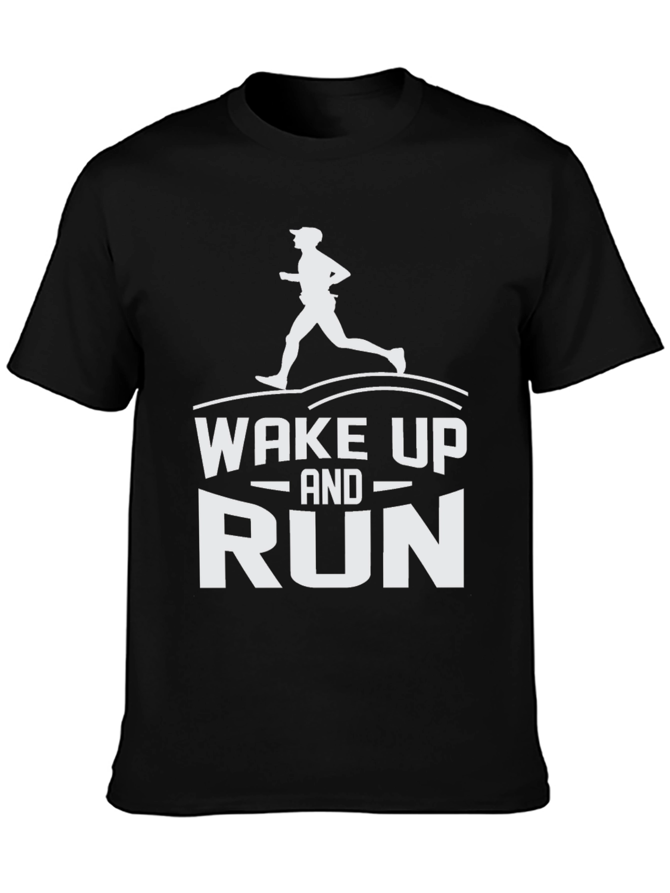 Wake Up and Run Black Graphic Tee