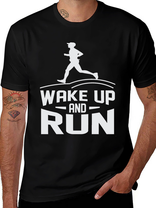 Wake Up and Run Black Graphic Tee
