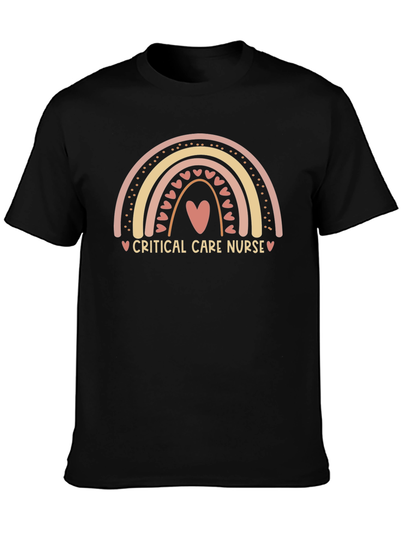 Critical Care Nurse Rainbow Heart Graphic Tee