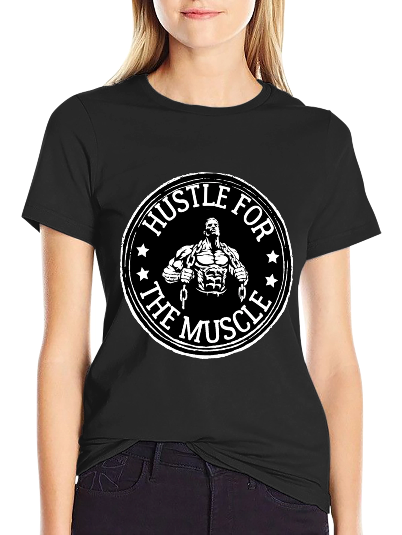 Hustle for the Muscle Graphic T-Shirt Gym Motivation