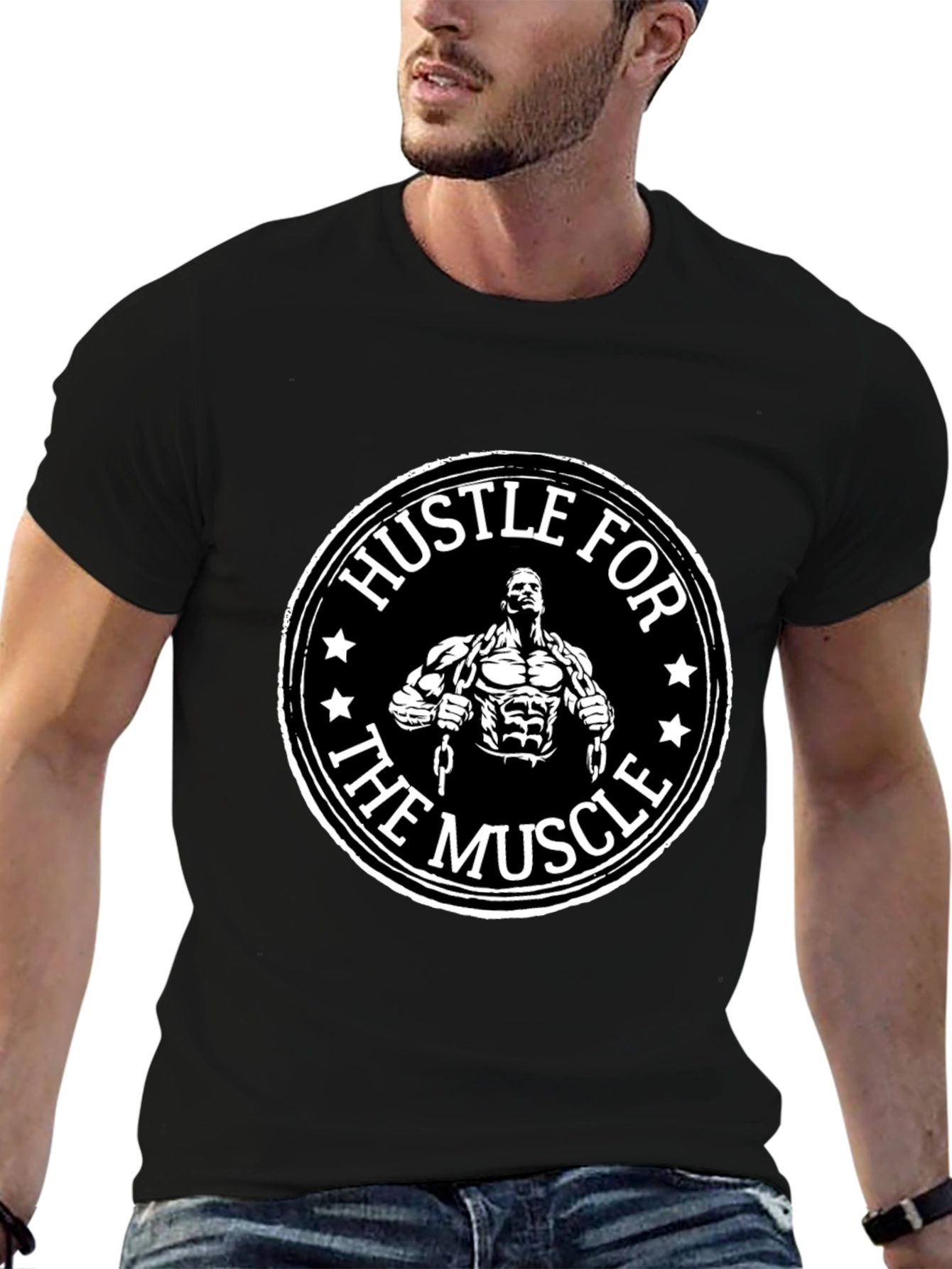 Hustle for the Muscle Graphic T-Shirt Gym Motivation