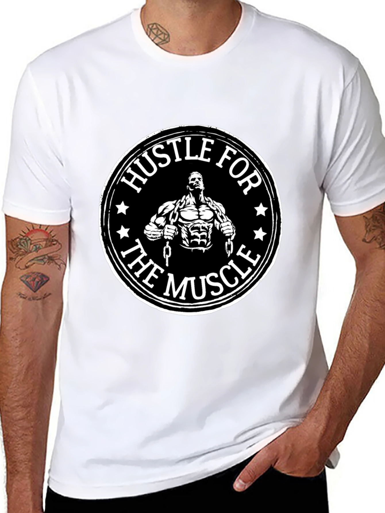 Hustle for the Muscle Graphic T-Shirt Gym Motivation