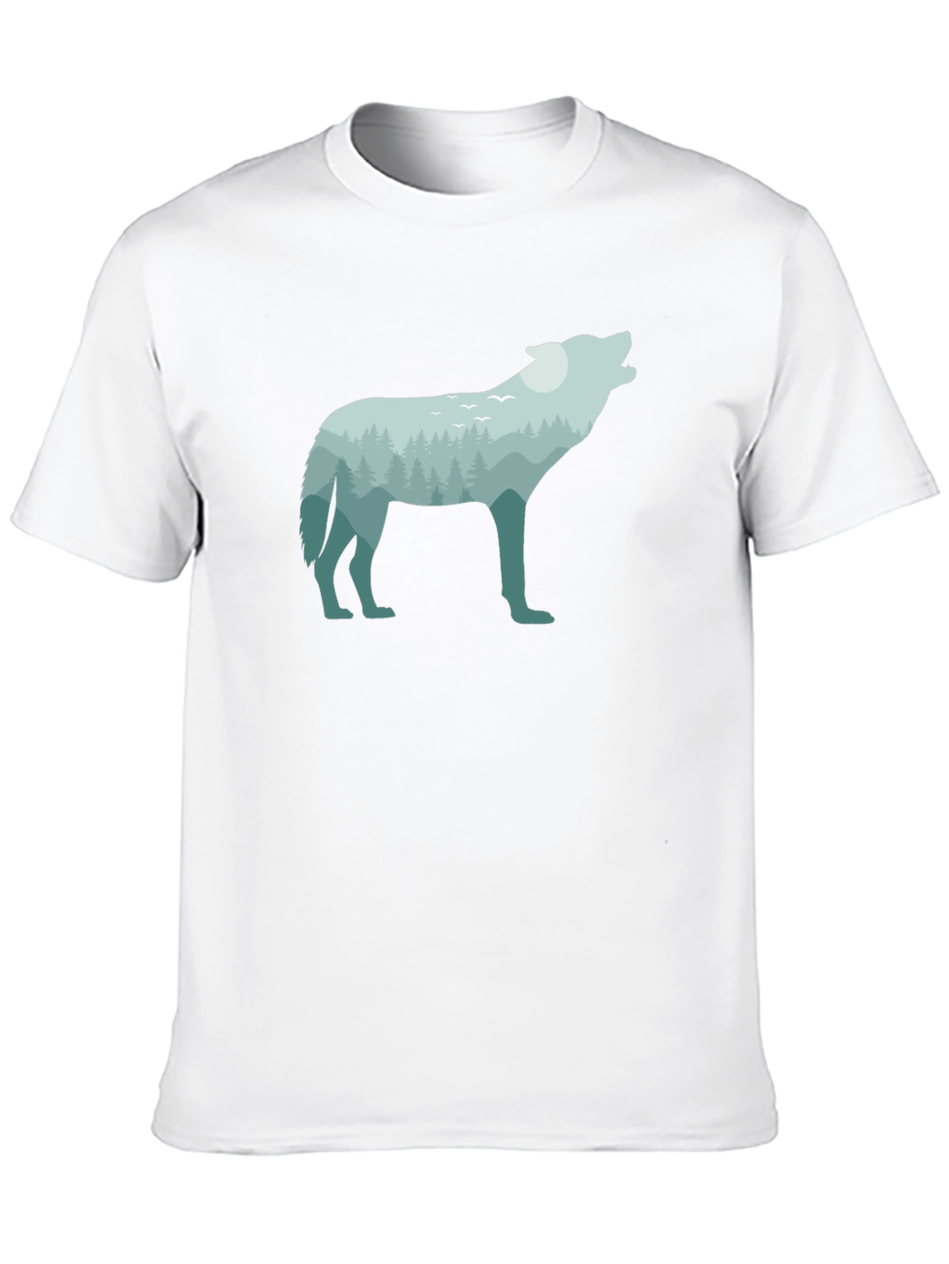 Nature Wolf Graphic Tee - Black Cotton T-Shirt