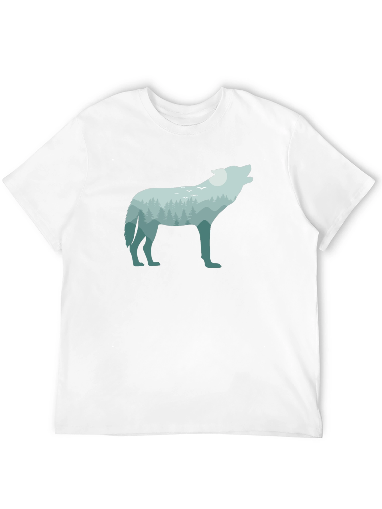 Nature Wolf Graphic Tee - Black Cotton T-Shirt