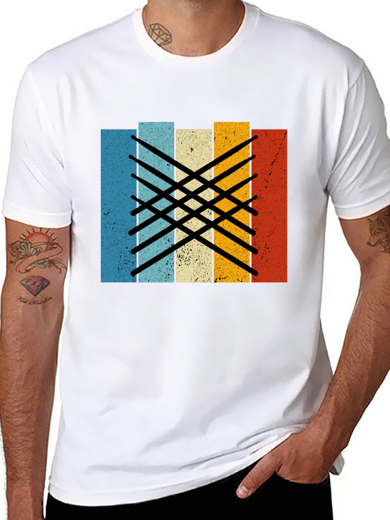 Retro Drumsticks Graphic Tee - Musician T-Shirt
