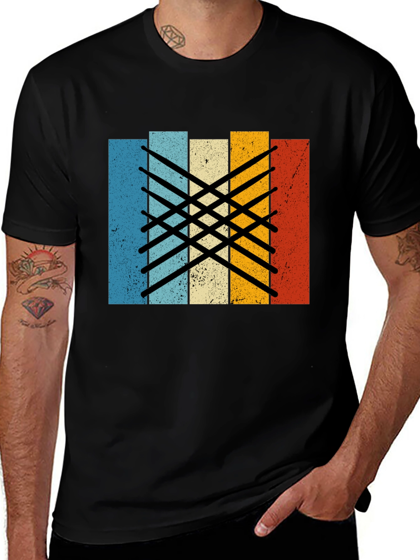 Retro Drumsticks Graphic Tee - Musician T-Shirt