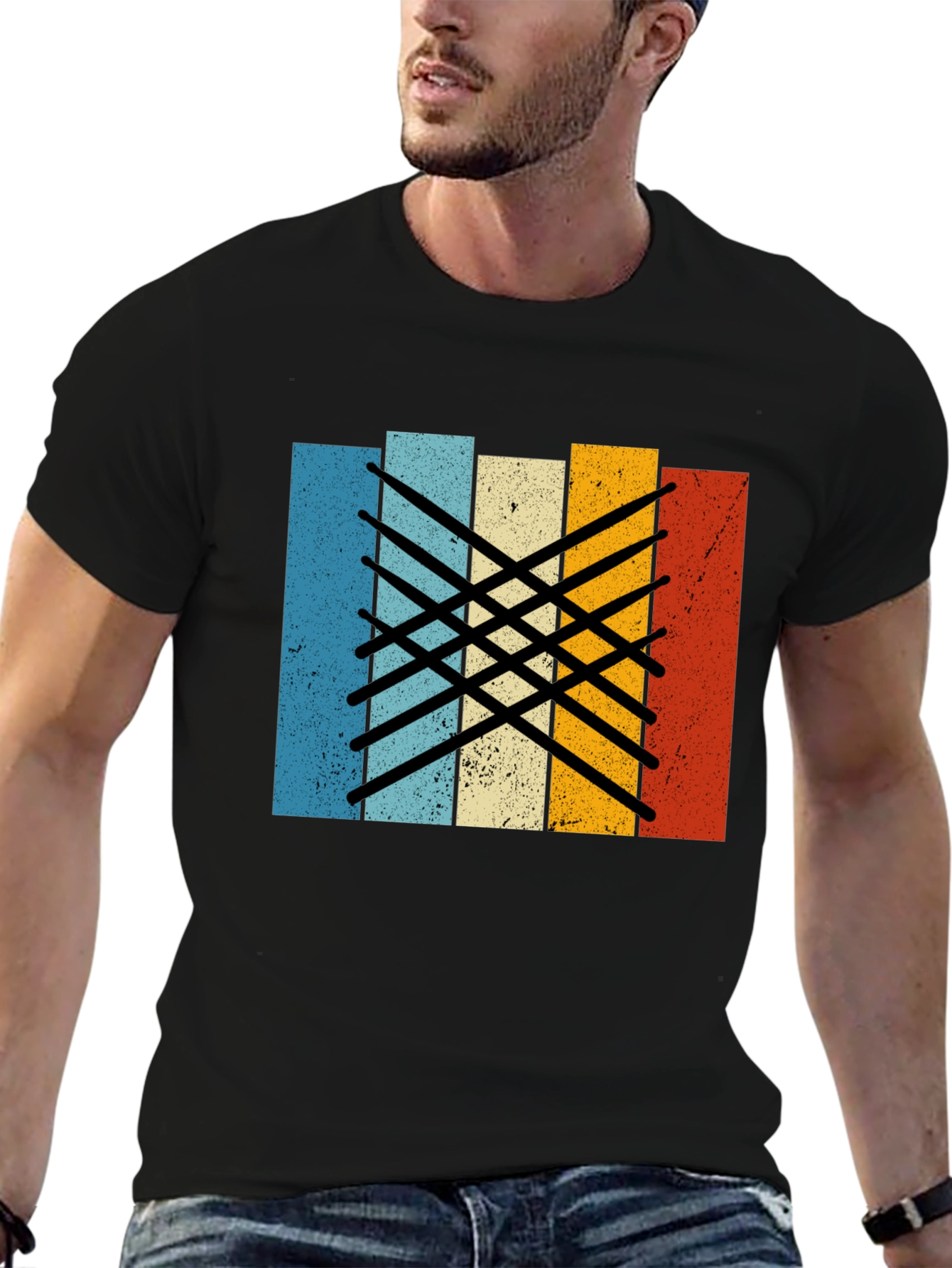 Retro Drumsticks Graphic Tee - Musician T-Shirt