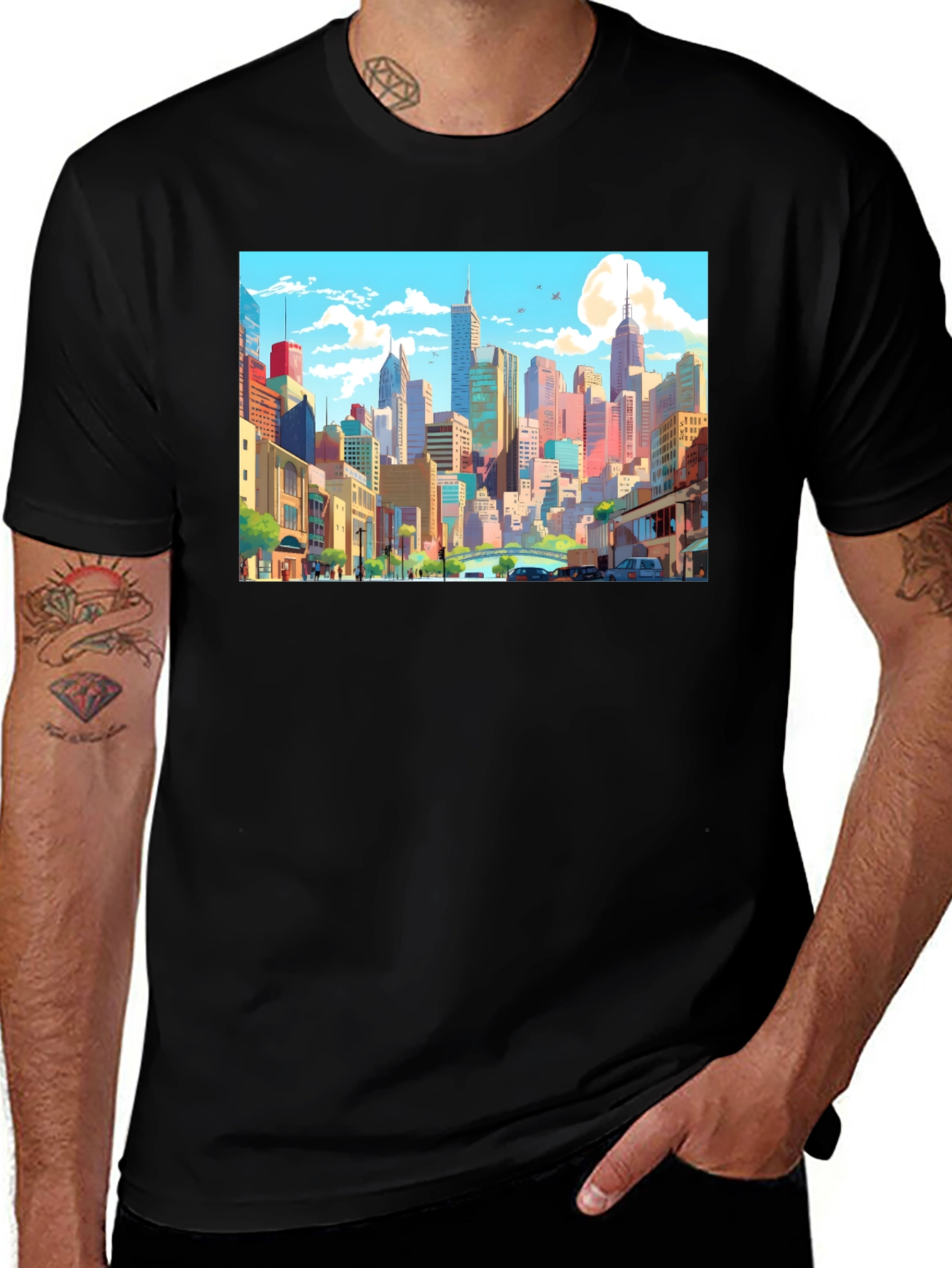 Cityscape Anime T-Shirt - Stylish Graphic Tee