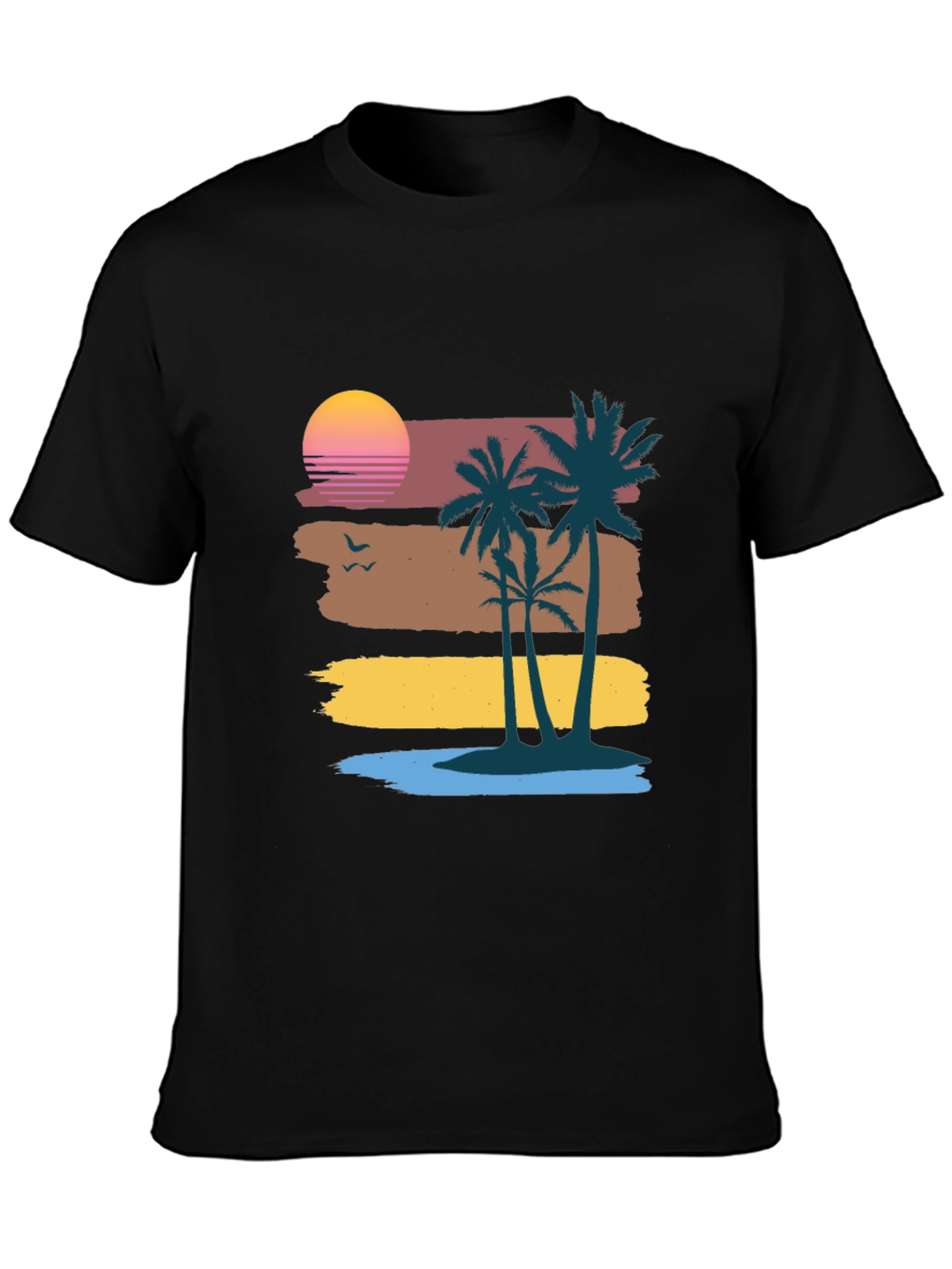 Retro Sunset Palm Tree Graphic Tee - Coastal Vibes